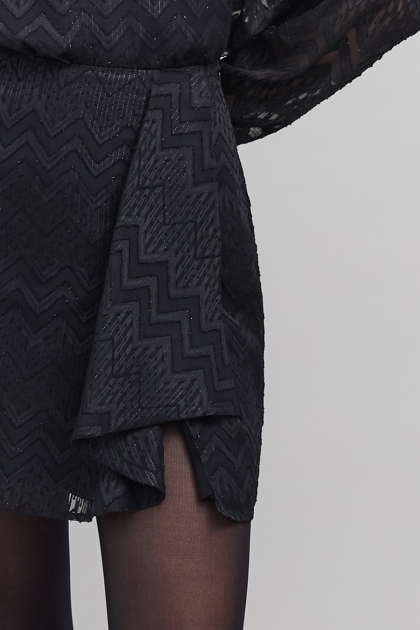 BLACK JACQUARD HERRINGBONE LUREX VOILE BLOUSE 5