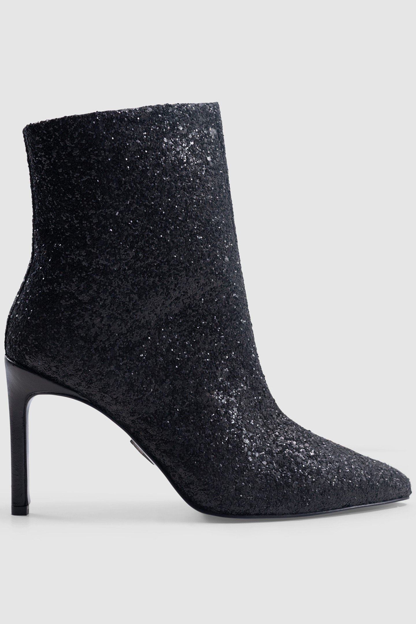 PURE EDITION-BLACK GLITTER HEELED BOOTIES 1
