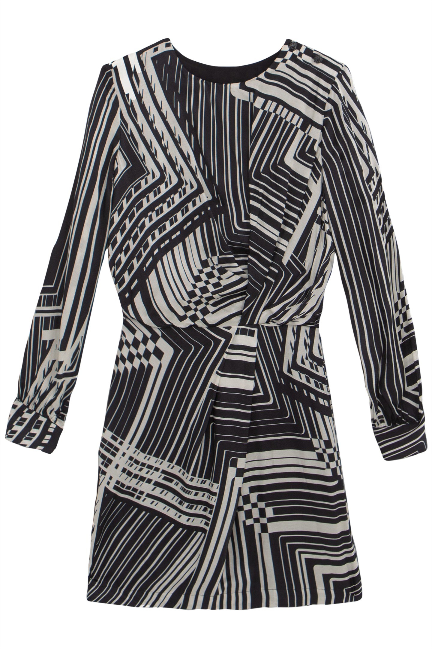 PURE EDITION-ART DECO GRAPHIC DRAPED BLACK DRESS 3