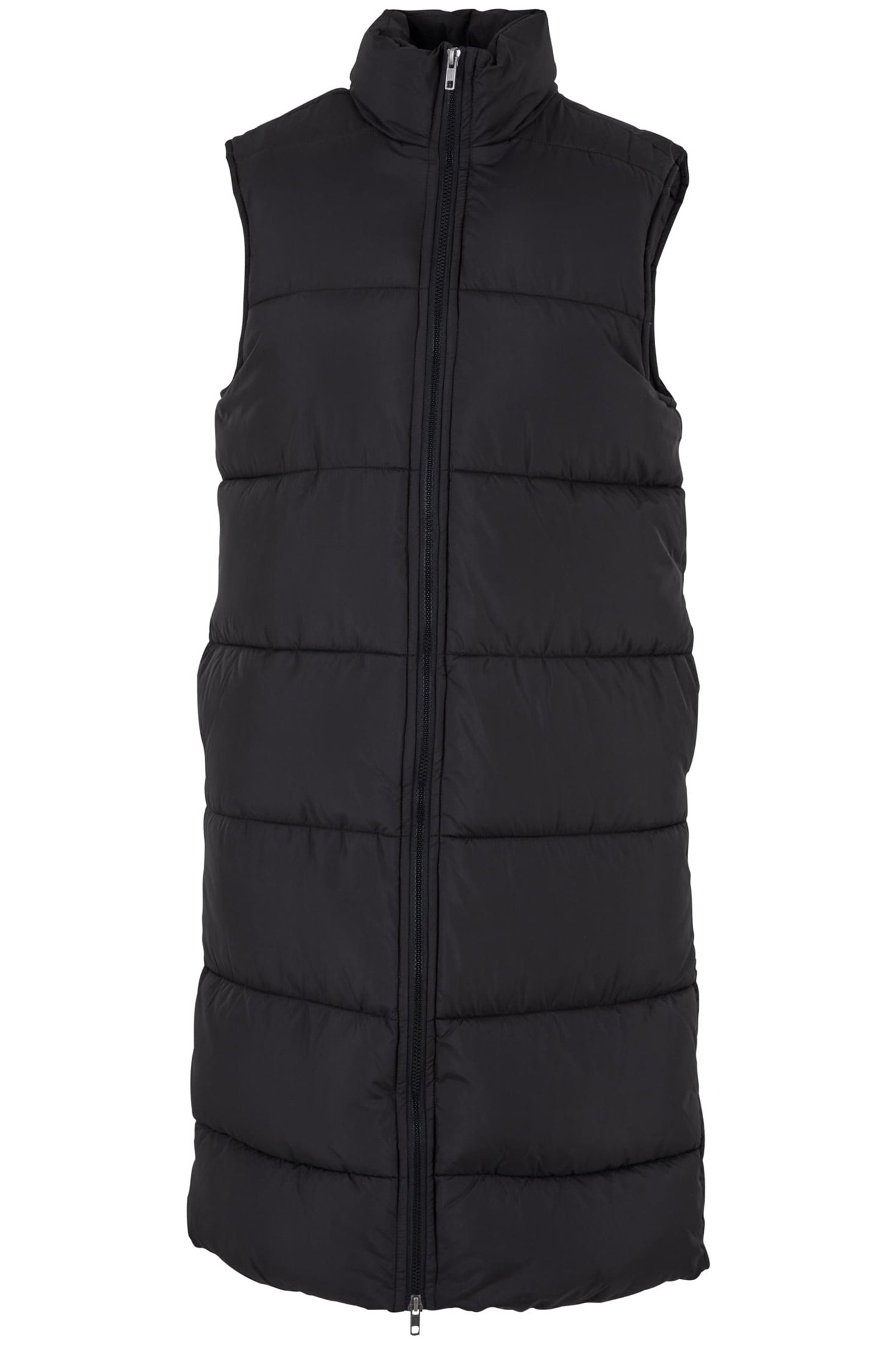 LADIES LONG PUFFER VEST BLACK 1