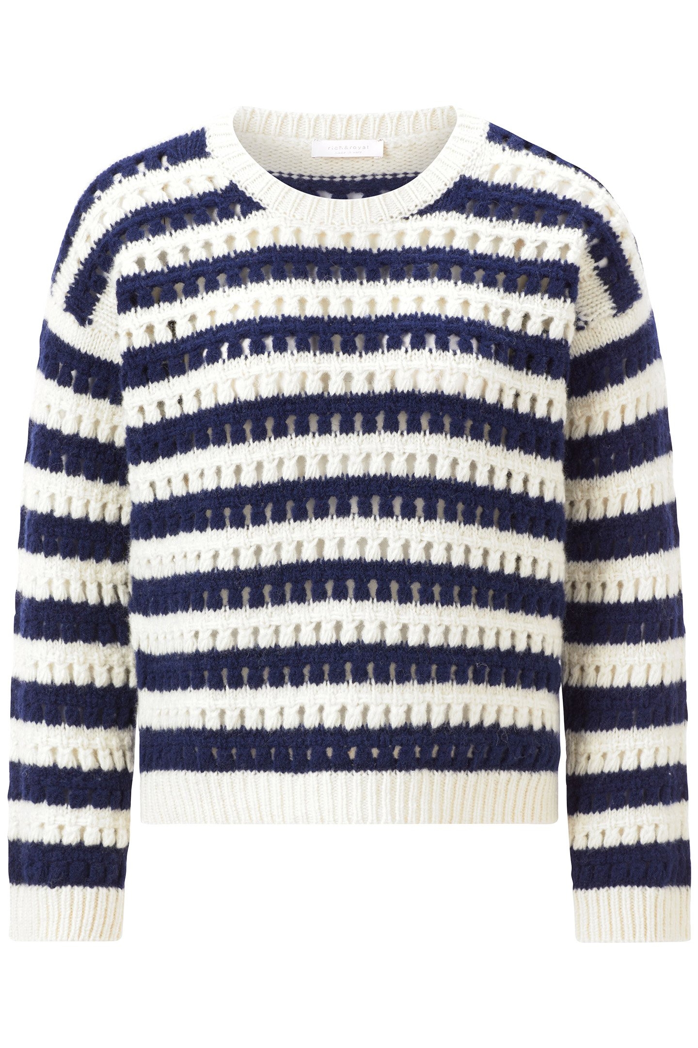 STRIPED AJOUR CREW NECK MIDNIGHT BLUE 4