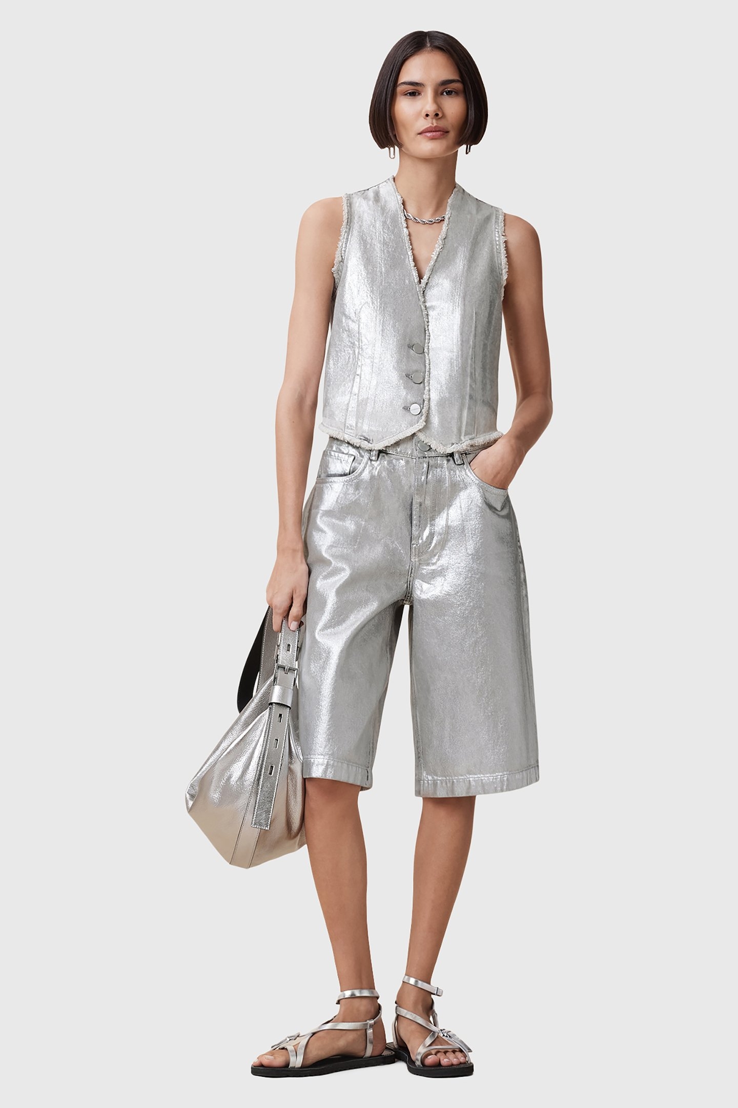 LOUIE LONG SHORT METALLIC SILVER 6