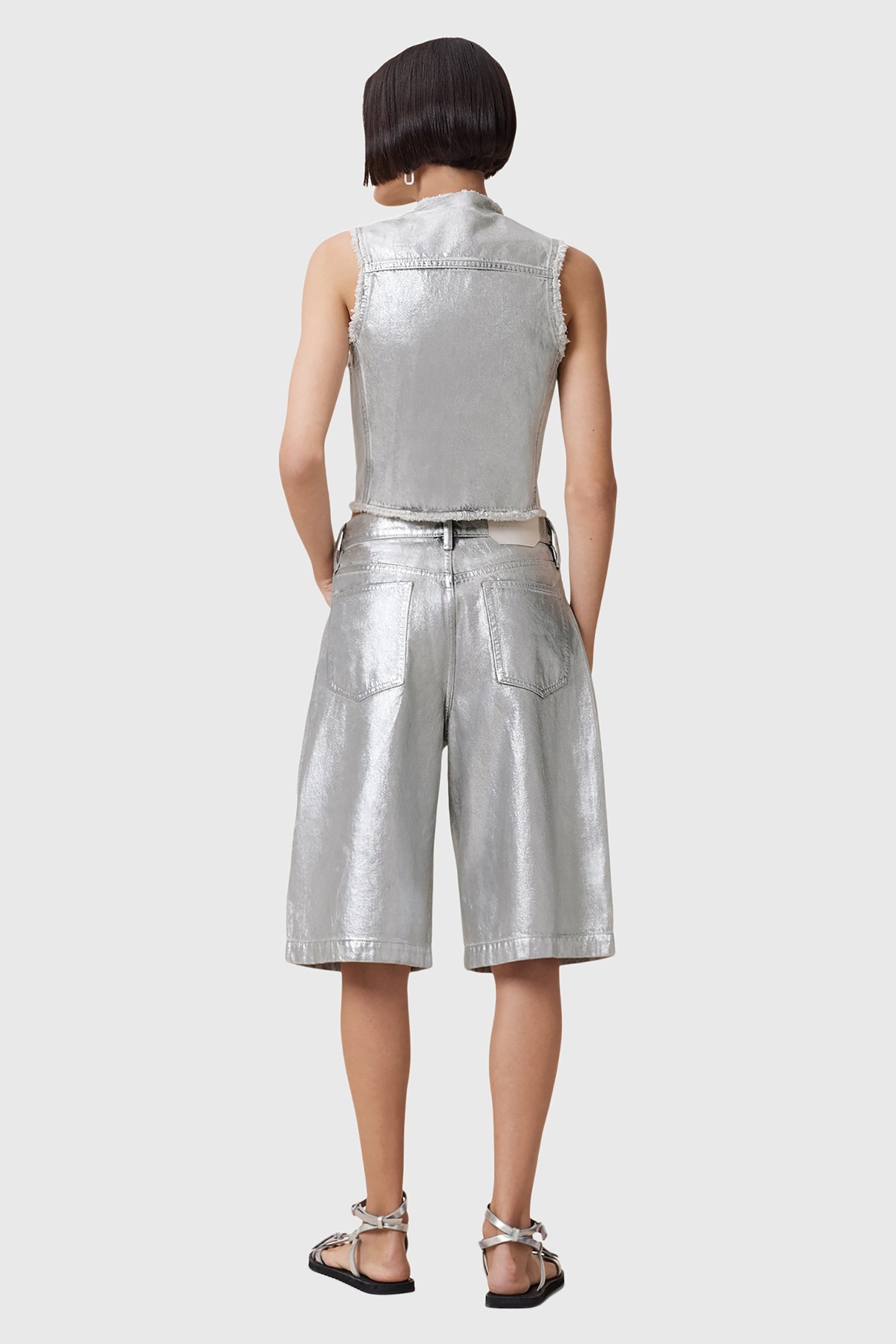 LOUIE LONG SHORT METALLIC SILVER 4