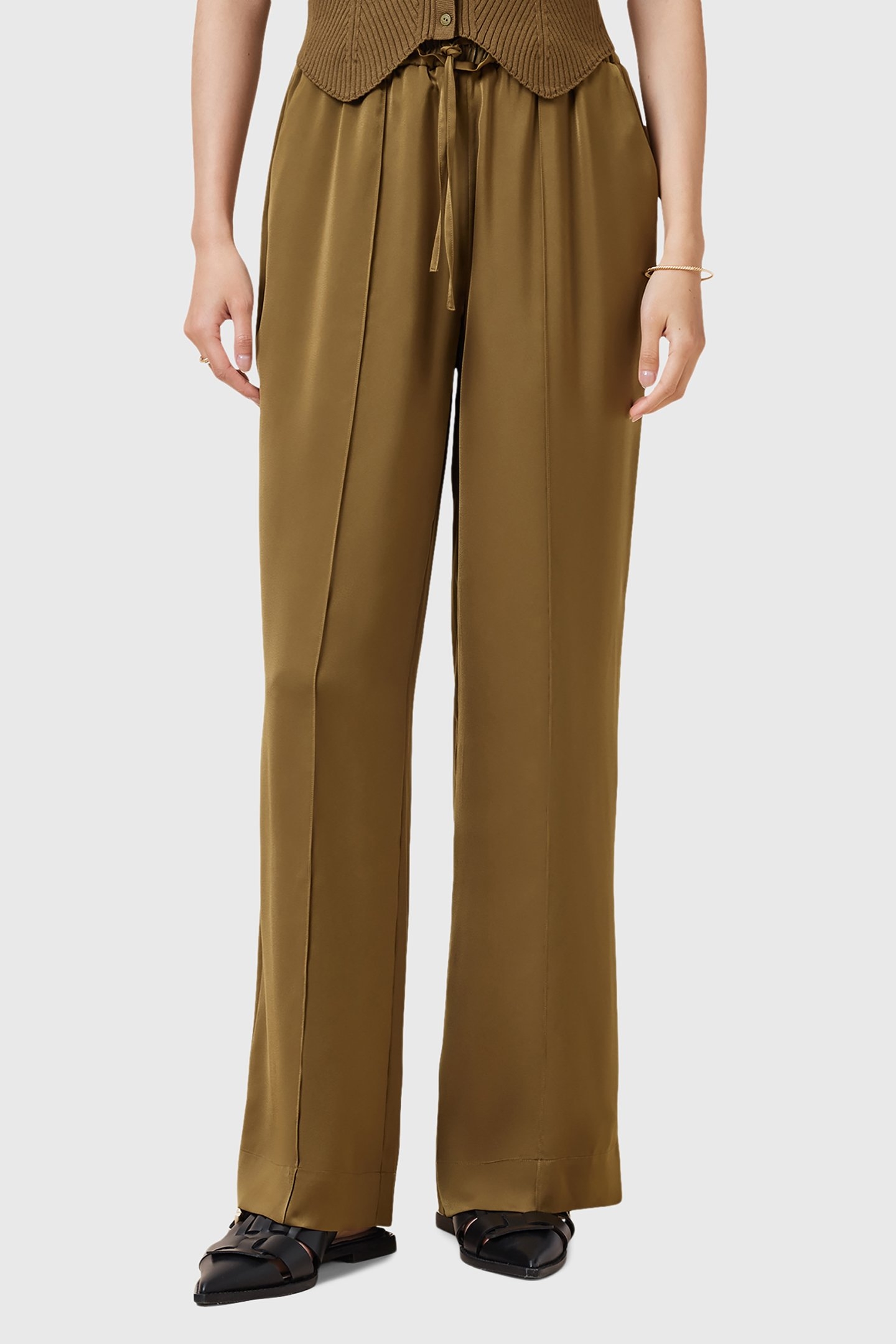 ALBA SATIN TROUSER MOSS GREEN 1