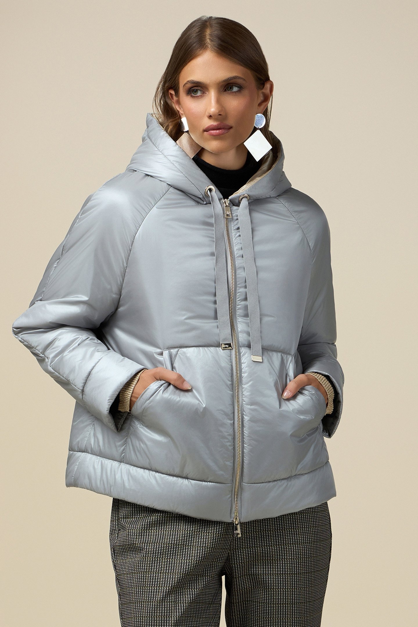 LIGHTWEIGHT DOWN JACKET WITH HOOD GREY 1