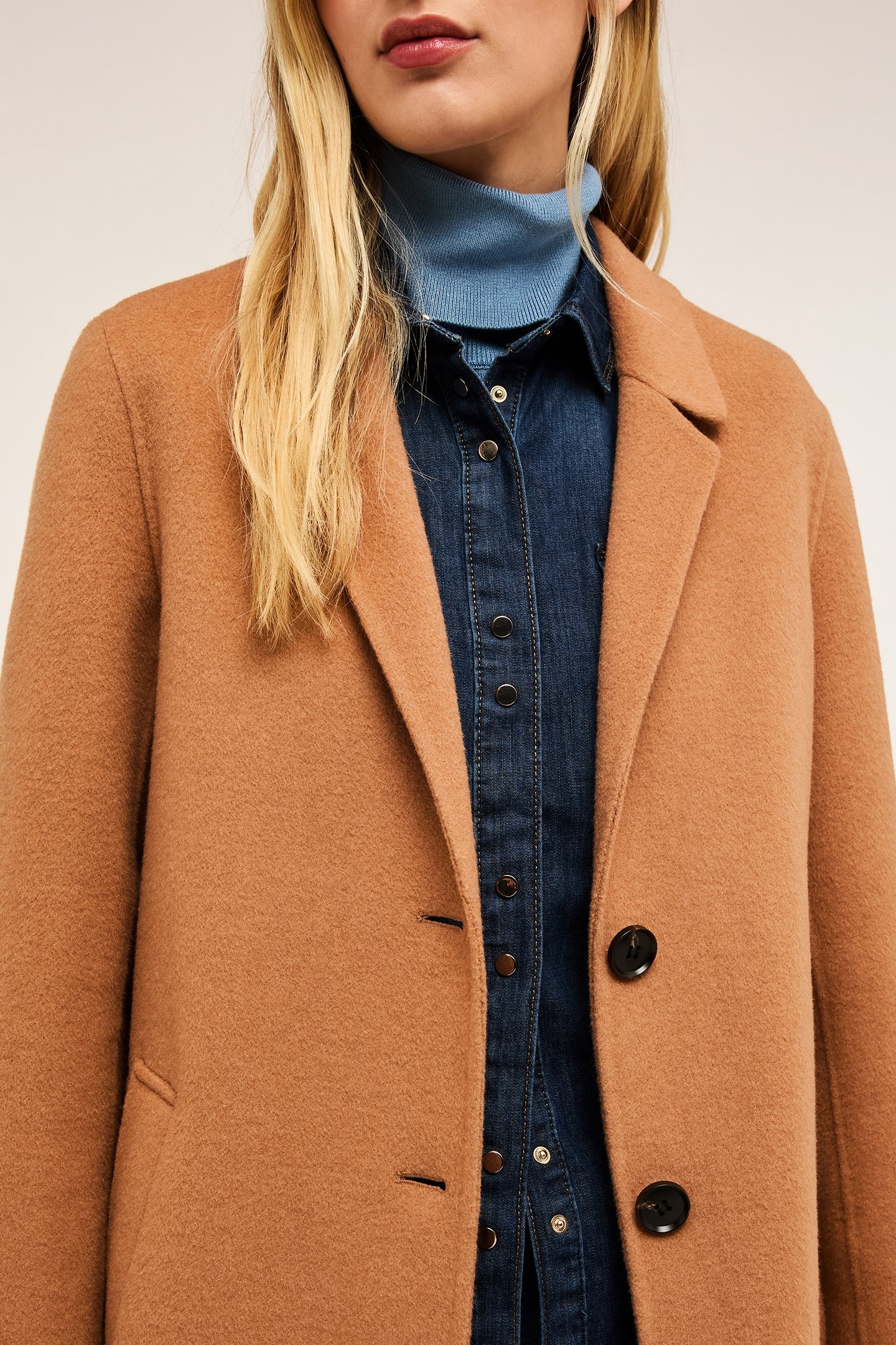 SINGLE-BREASTED DOUBLE CLOTH MIDI COAT BEIGE 4