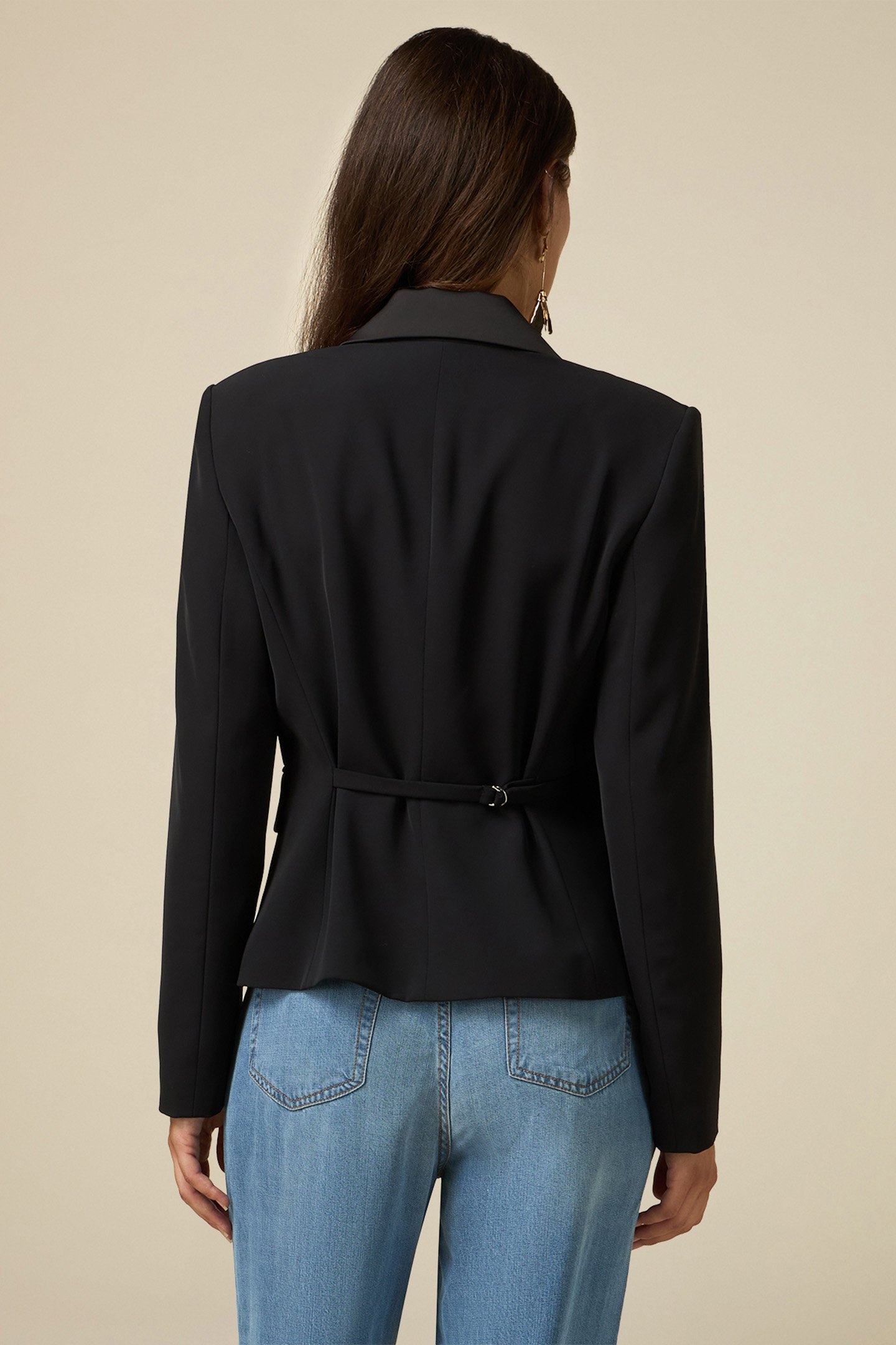 BLAZER WITH SATIN DETAILS BLACK 2