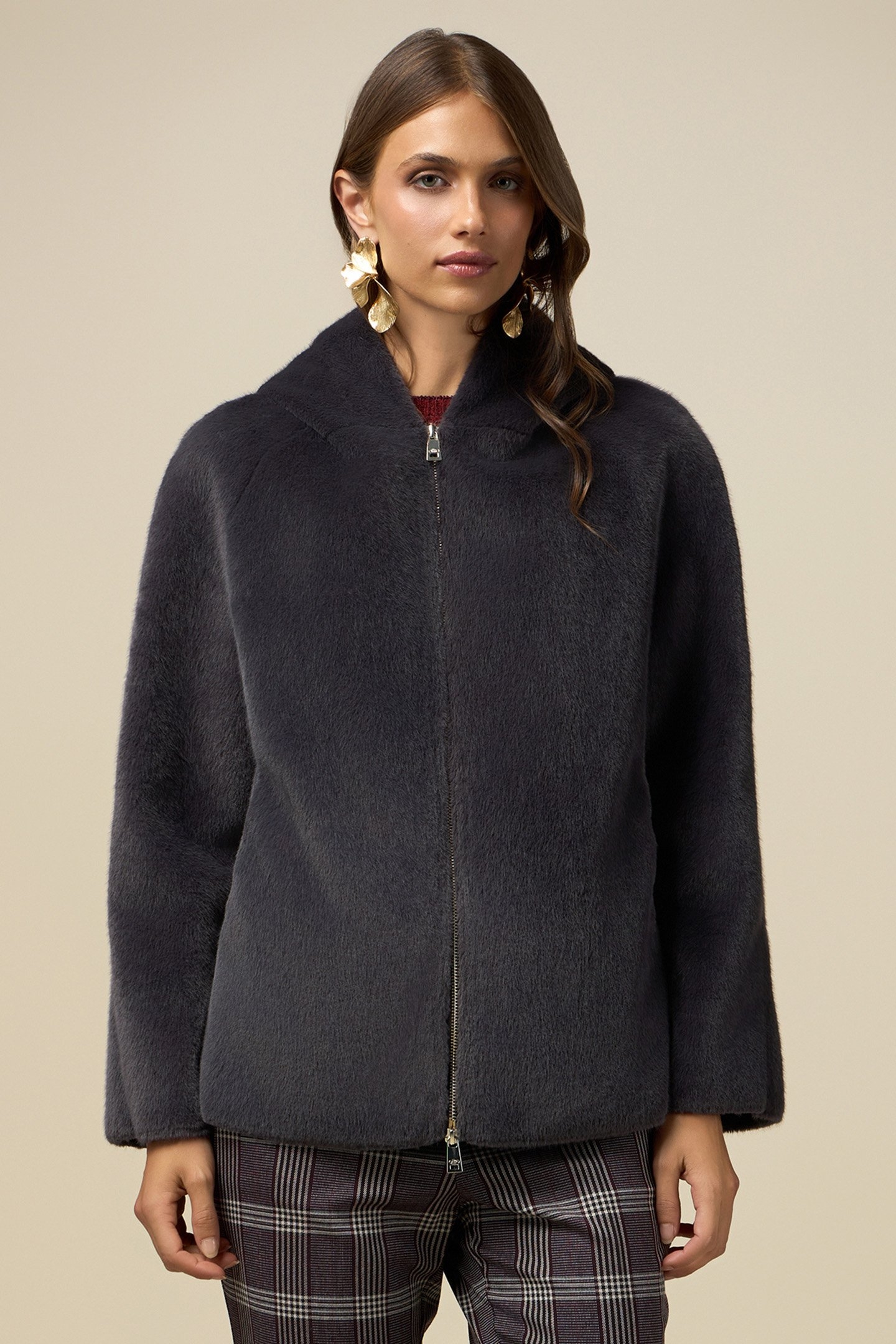 HOODED TEDDY BEAR JACKET GREY 1