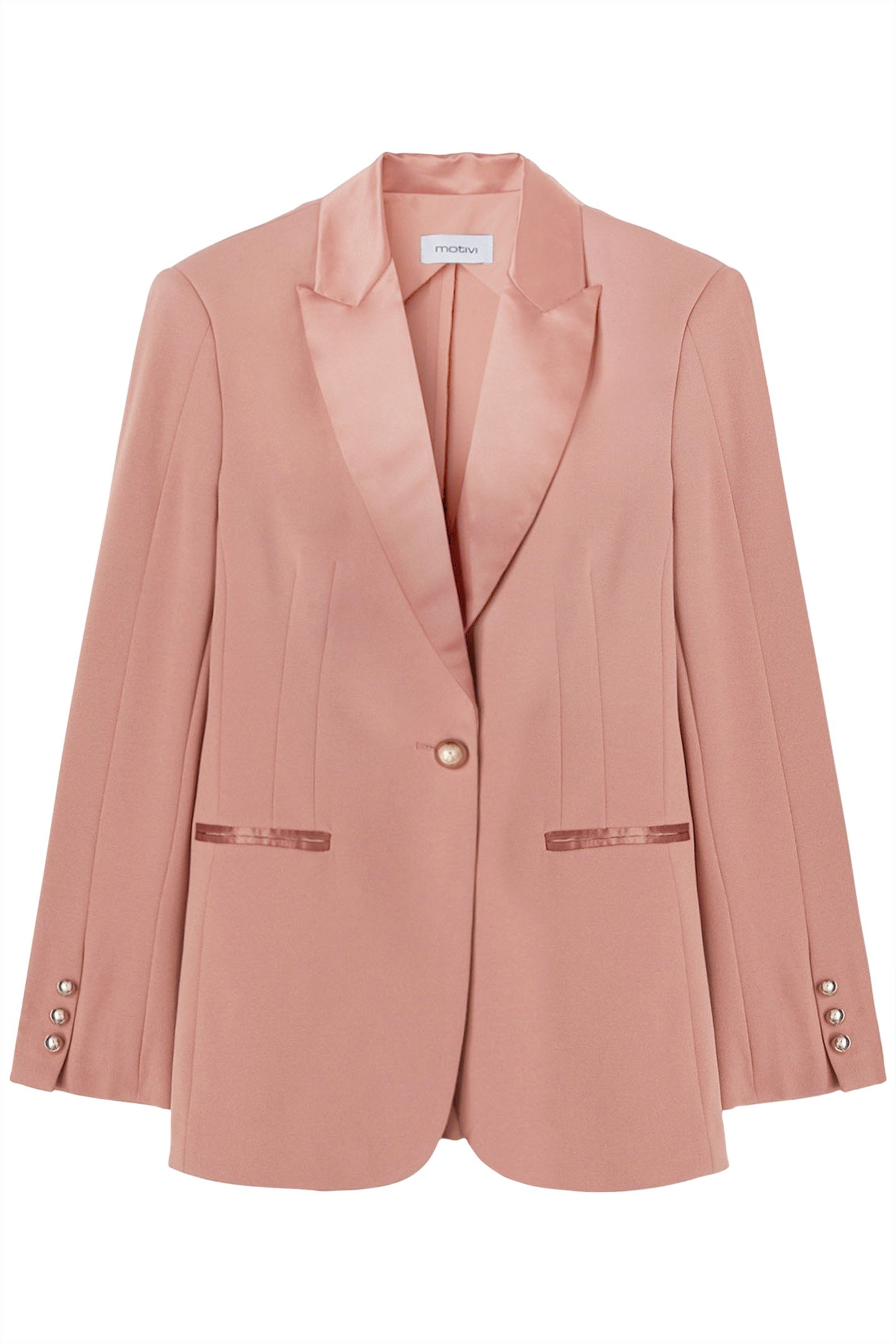 SINGLE-BREASTED JACKET WITH SATIN INSERTS PINK 4