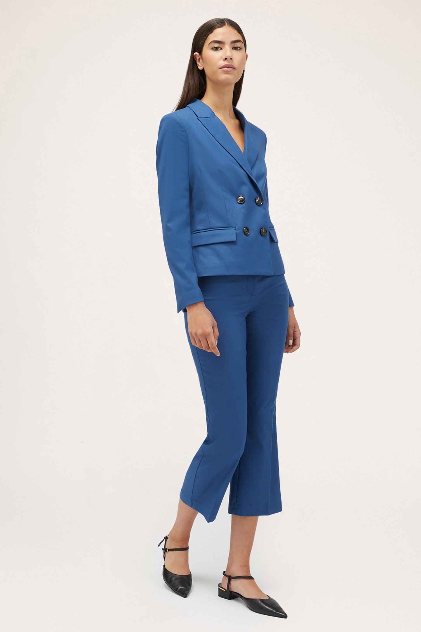 POLYVISCOSE DOUBLE-BREASTED JACKET BLUE 3