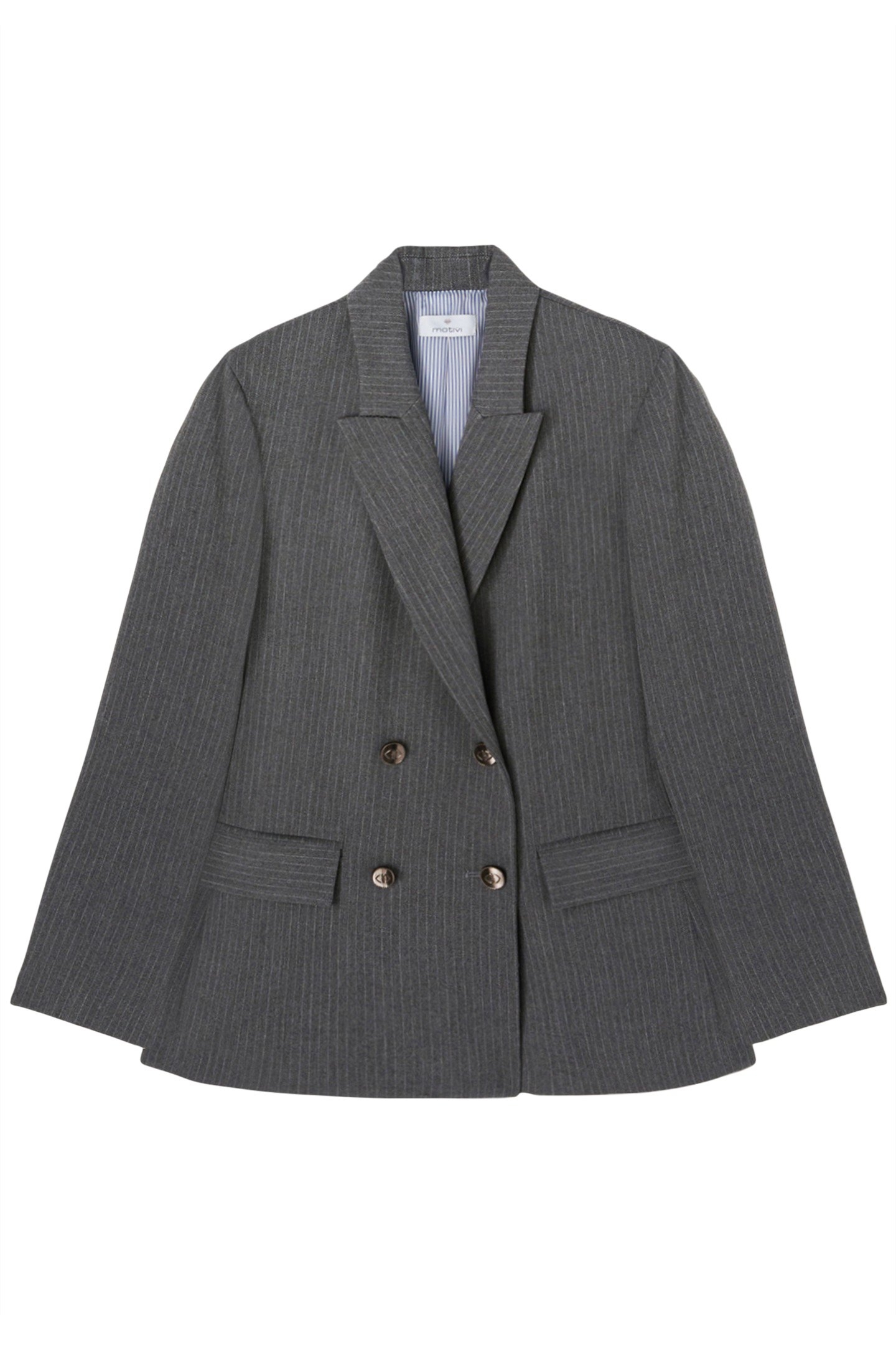 PINSTRIPED DOUBLE-BREASTED JACKET GREY 4