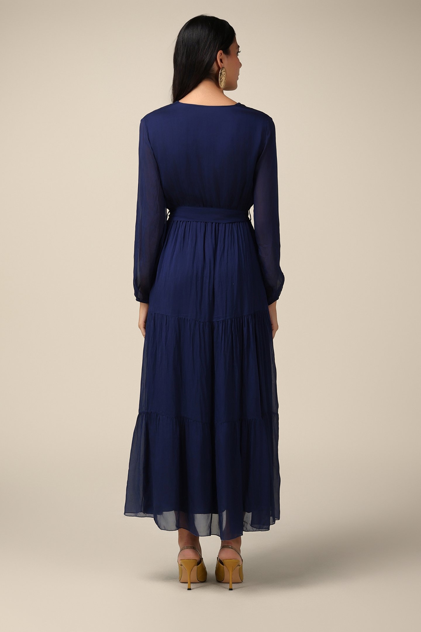 LONG SILK/VISCOSE DRESS BLUE 2