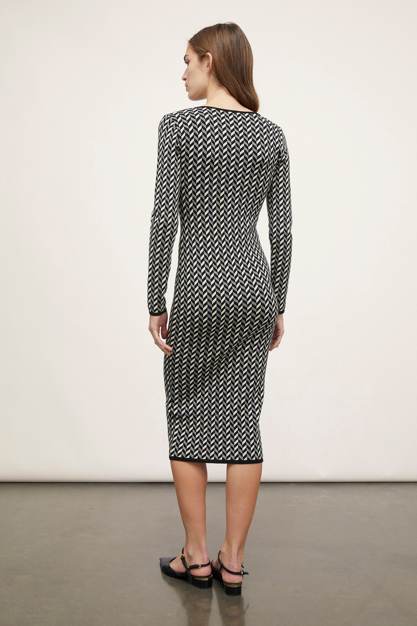 LUREX JACQUARD KNIT SHEATH DRESS BLACK 3