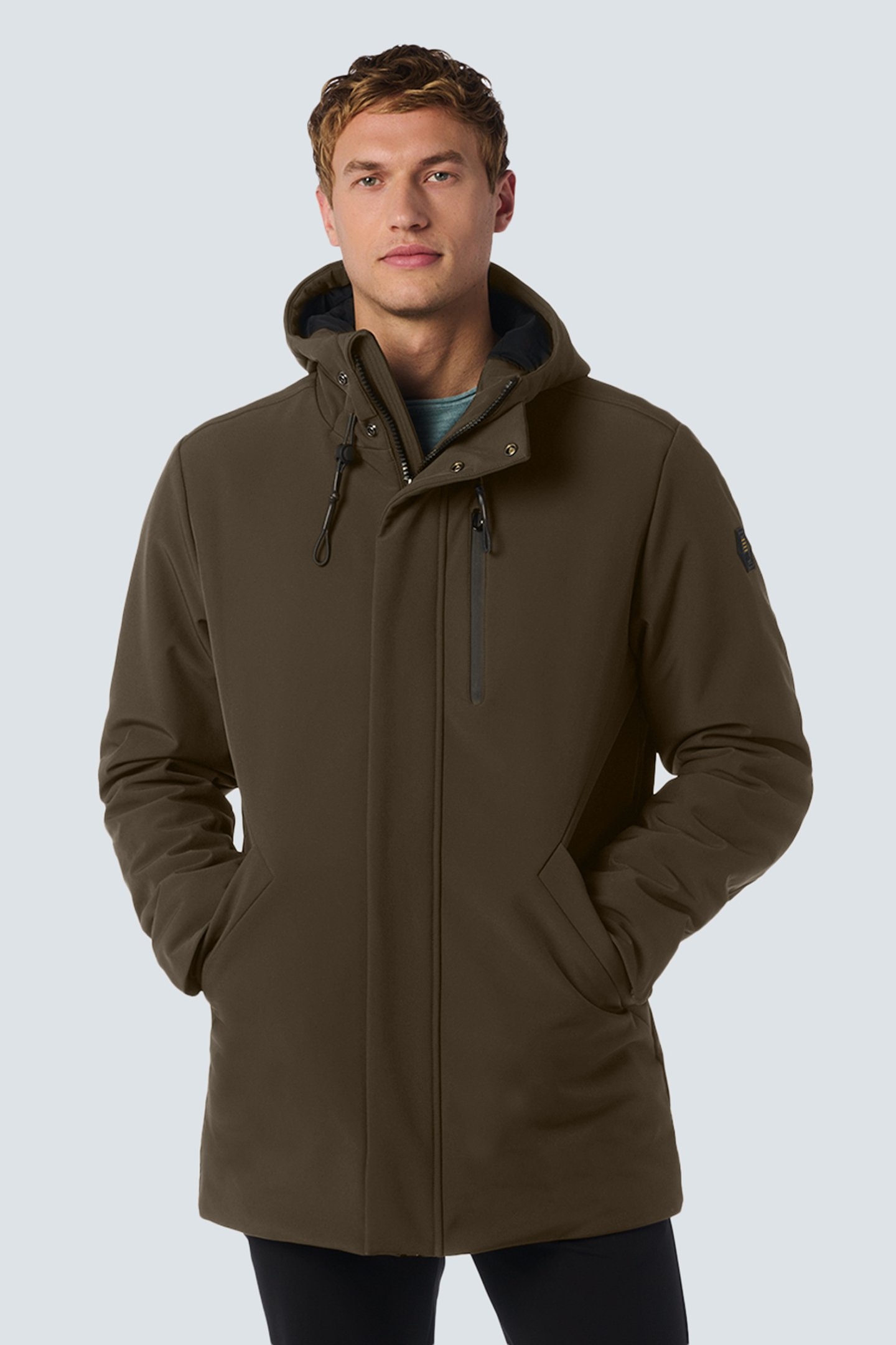 JACKET MEDIUM LONG FIT HOODED SOFTSHELL STRETCH COFFEE 1