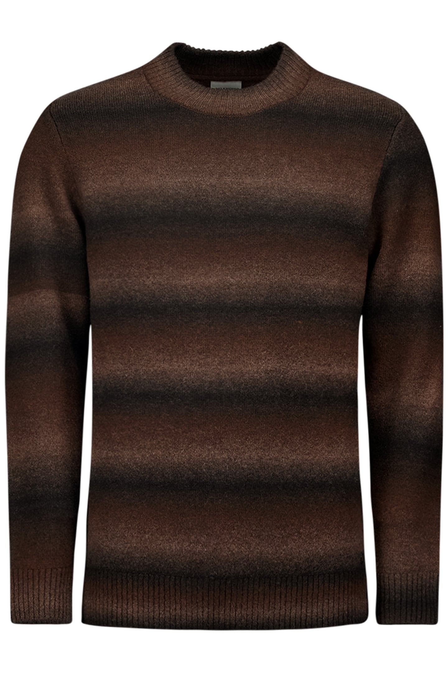 PULLOVER CREWNECK DEGRADE STRIPES WITH WOOL BROWN 1