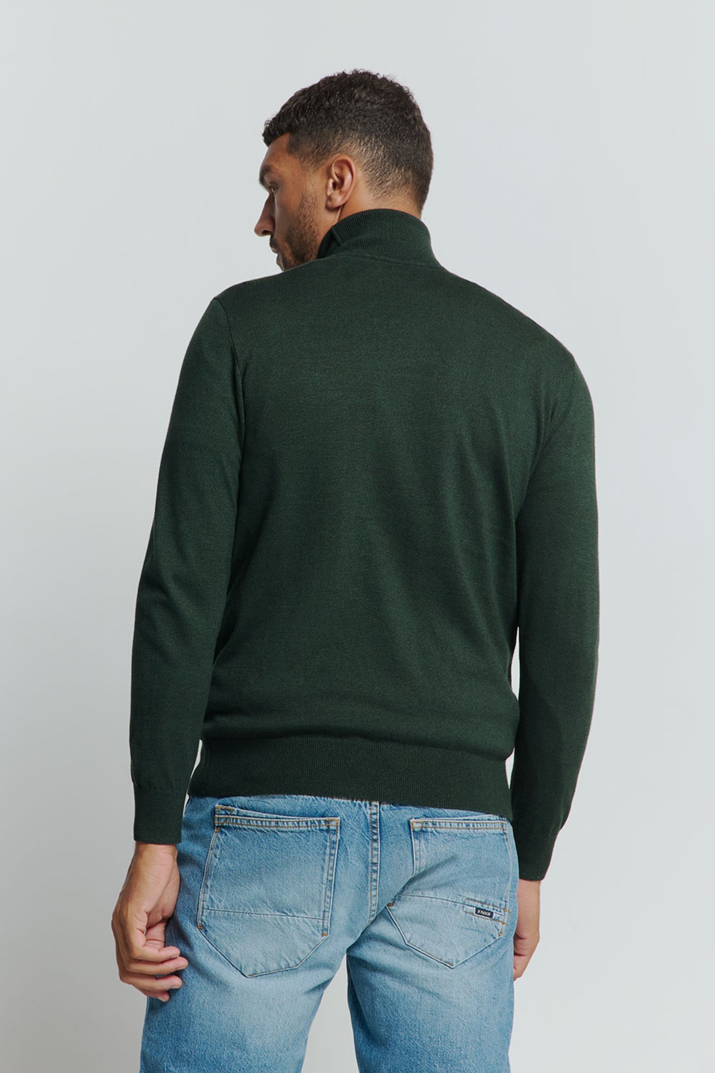 PULLOVER ROLLNECK 2 COLOURED MELANGE DARK GREEN 2