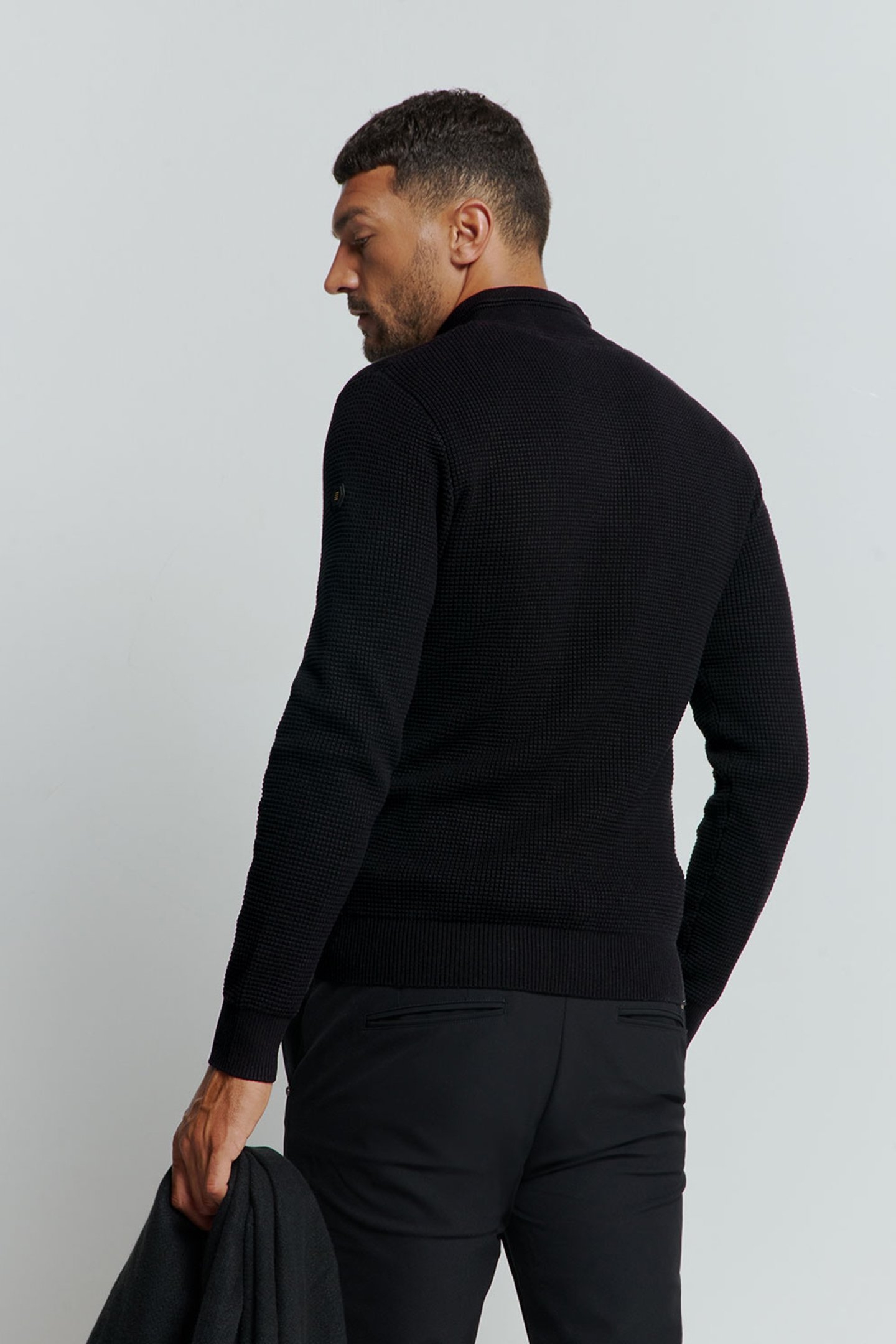 PULLOVER HALF ZIPPER SOLID JACQUARD BLACK 2