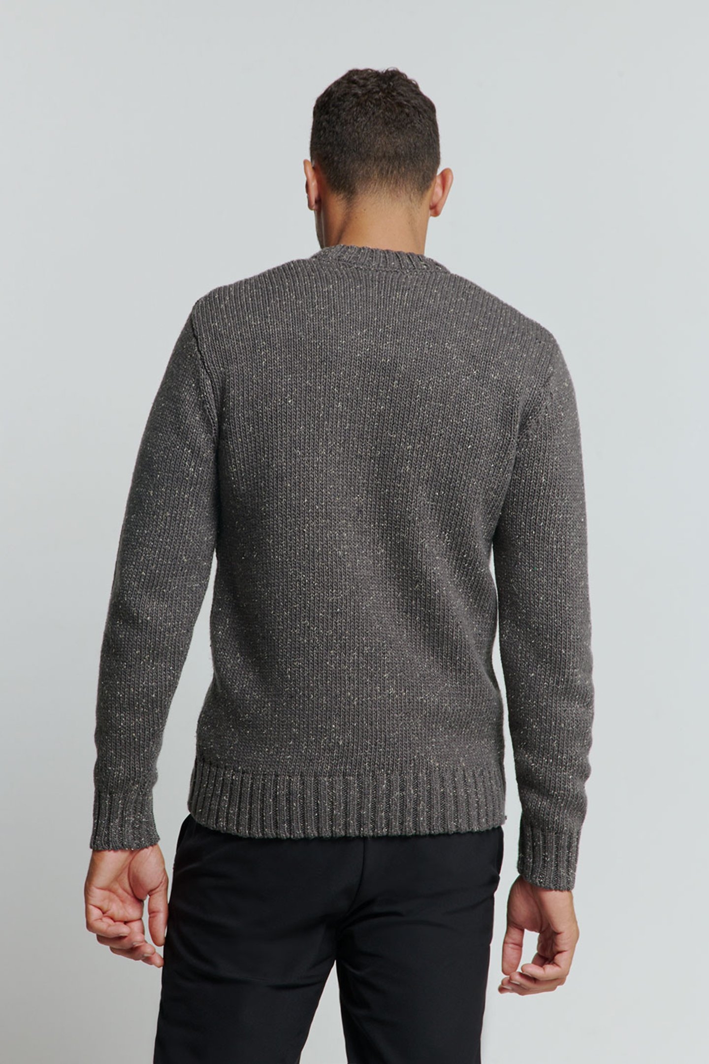 PULLOVER CREWNECK JACQUARD PATTERN WITH SILK DARK GREY 2