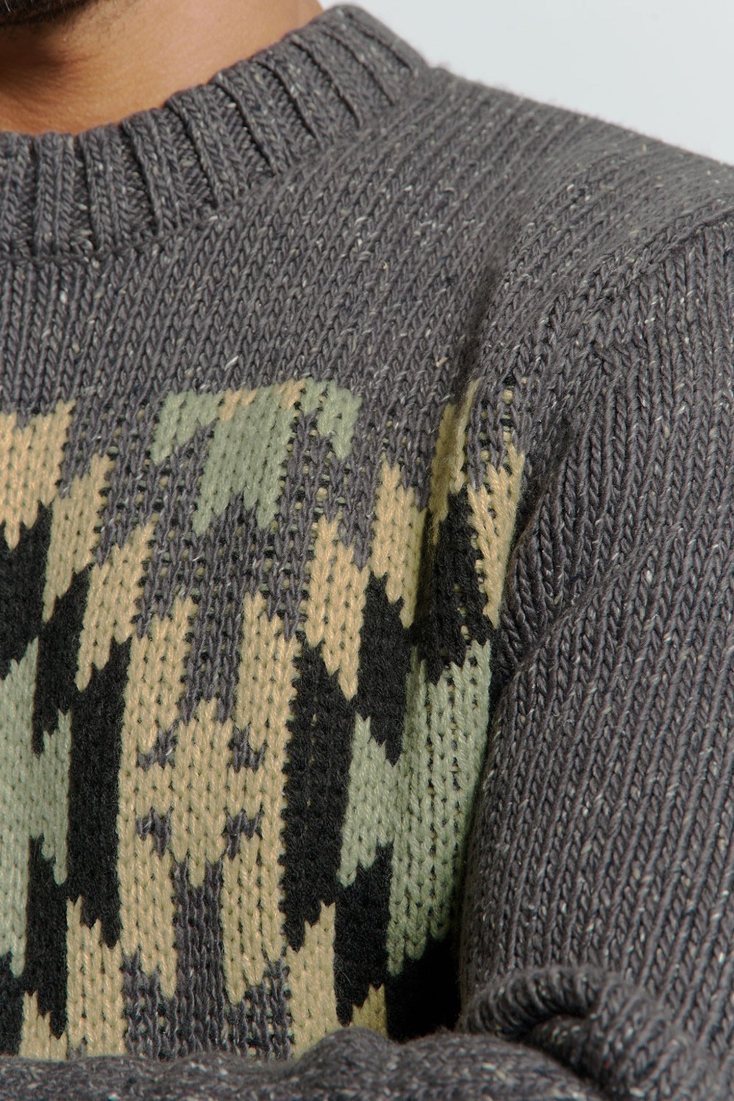 PULLOVER CREWNECK JACQUARD PATTERN WITH SILK DARK GREY 7