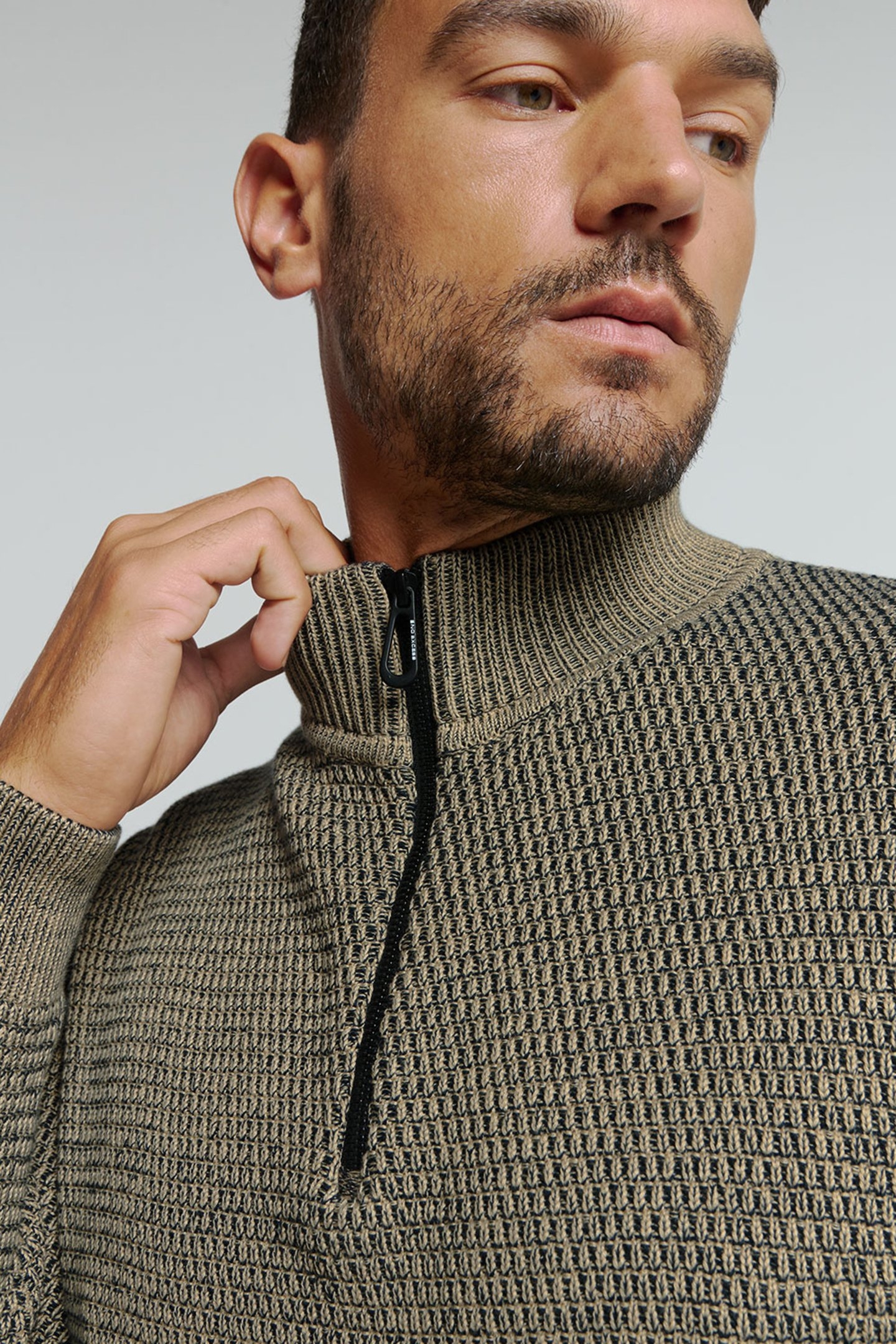 PULLOVER HALF ZIPPER 2 COLOURED MELANGE STONE 6