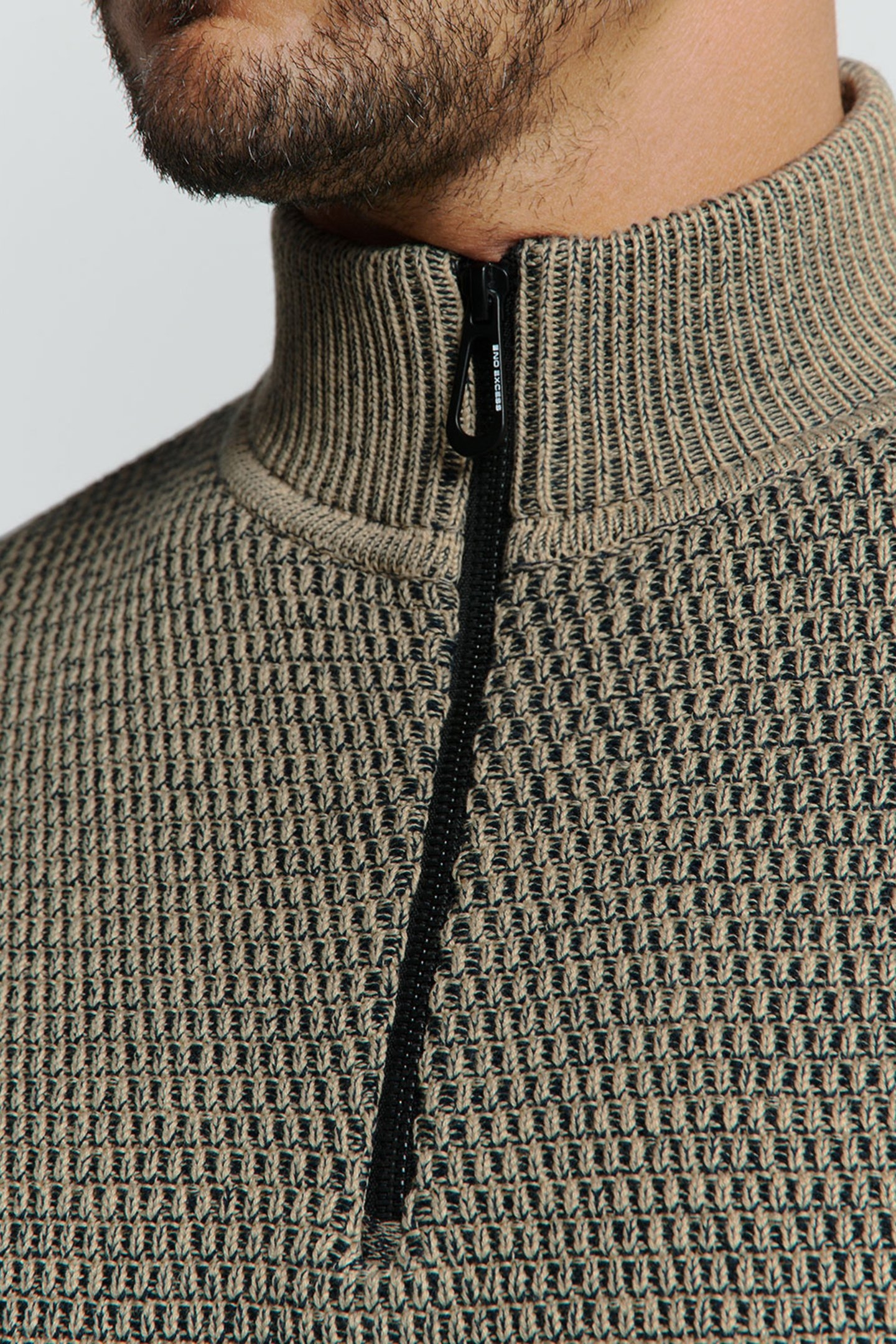 PULLOVER HALF ZIPPER 2 COLOURED MELANGE STONE 7
