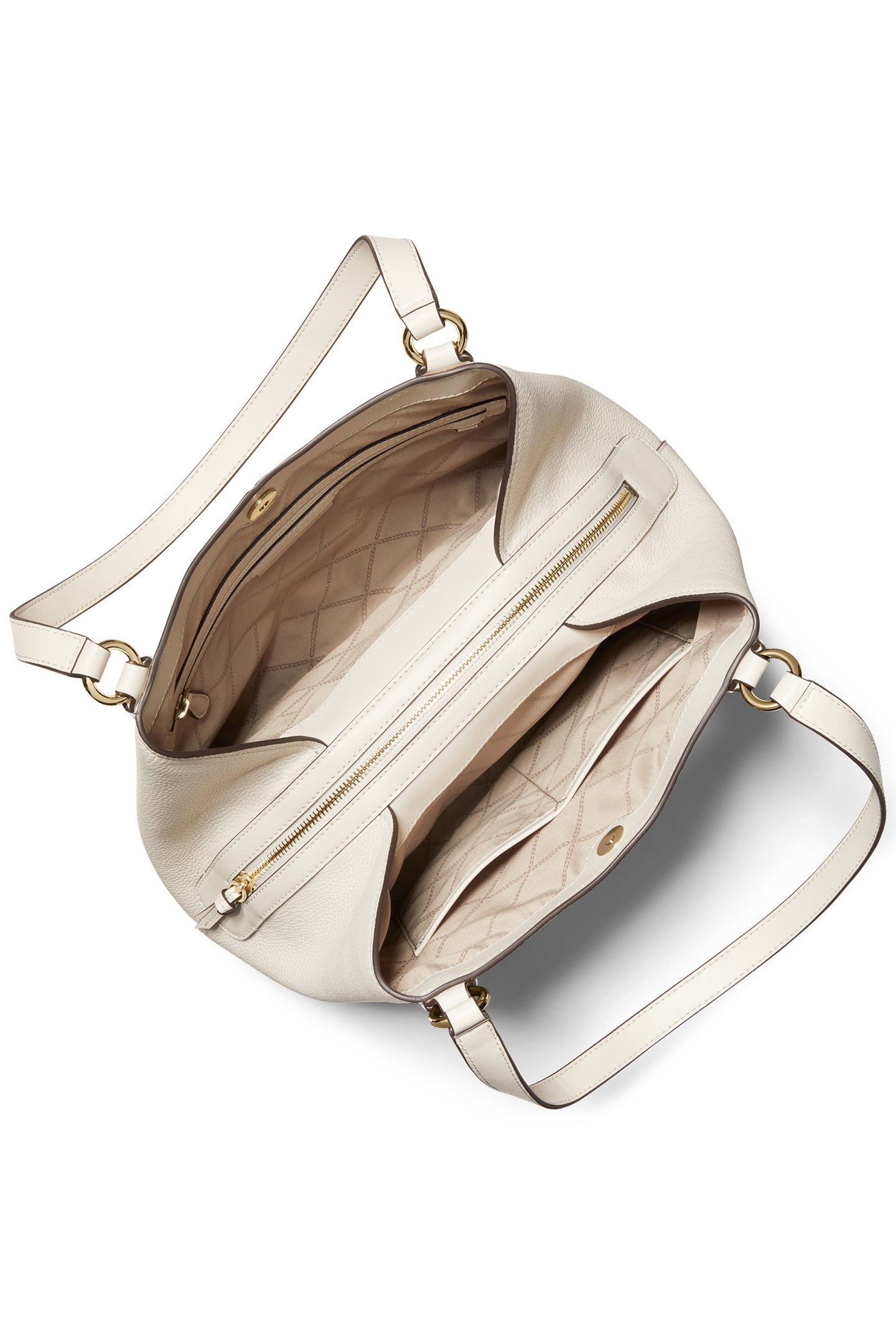 LEATHER SHOULDER TOTE BAG IN CREAM 4