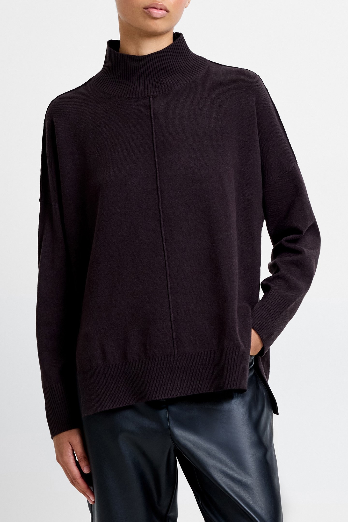 BABYSOFT HIGH NECK SEAM JUMPER CHOCOLATE GANACHE 1