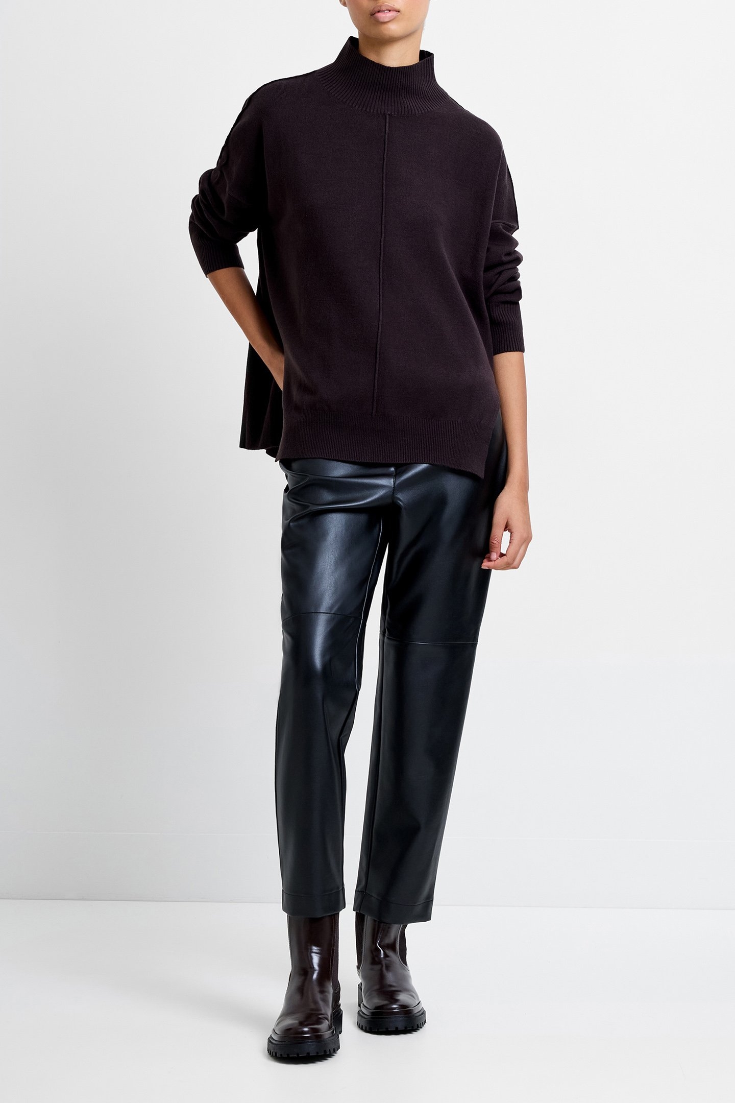 BABYSOFT HIGH NECK SEAM JUMPER CHOCOLATE GANACHE 2