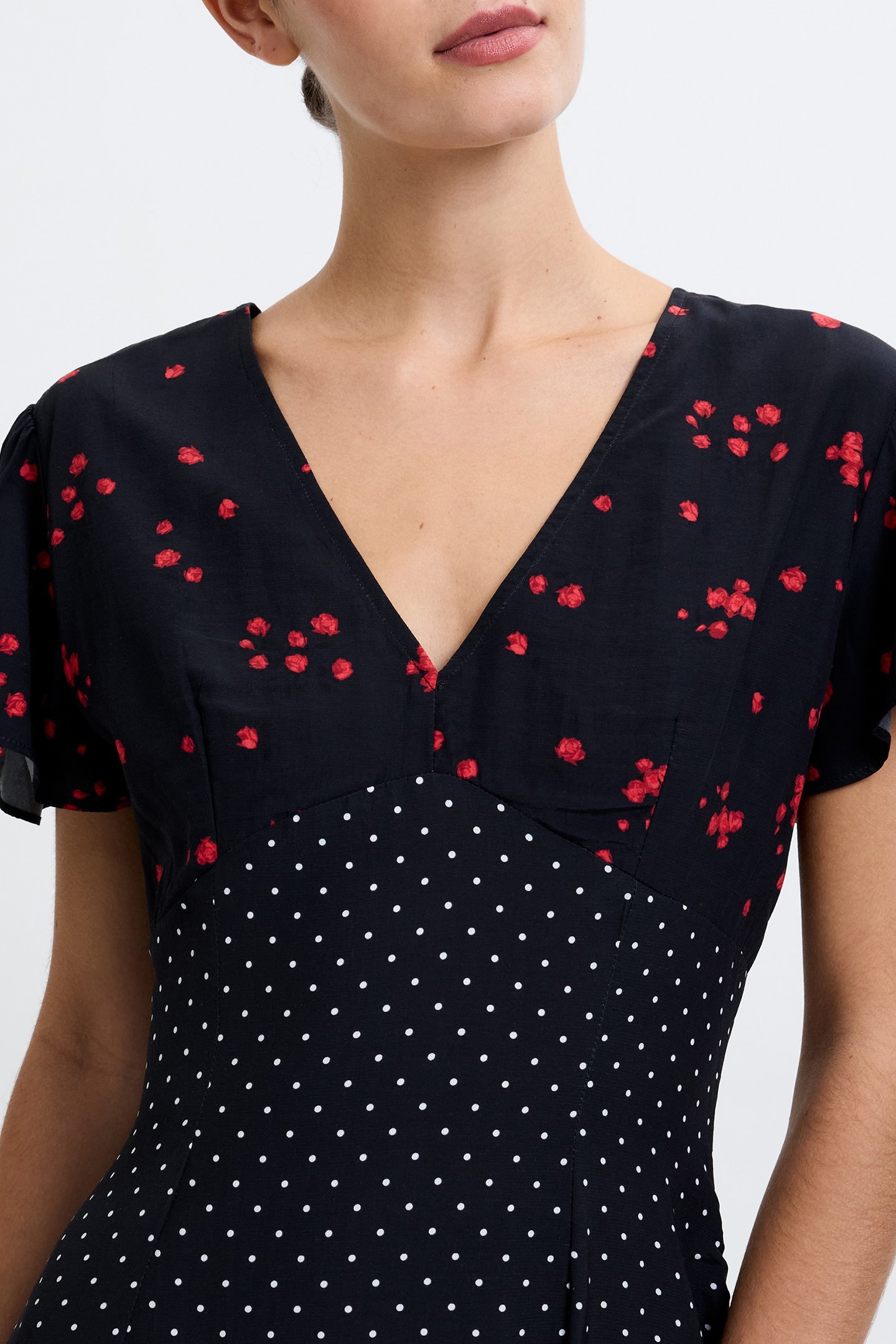 FLORAMOUR SPOT TEA DRESS L BLACK / MULTI 4