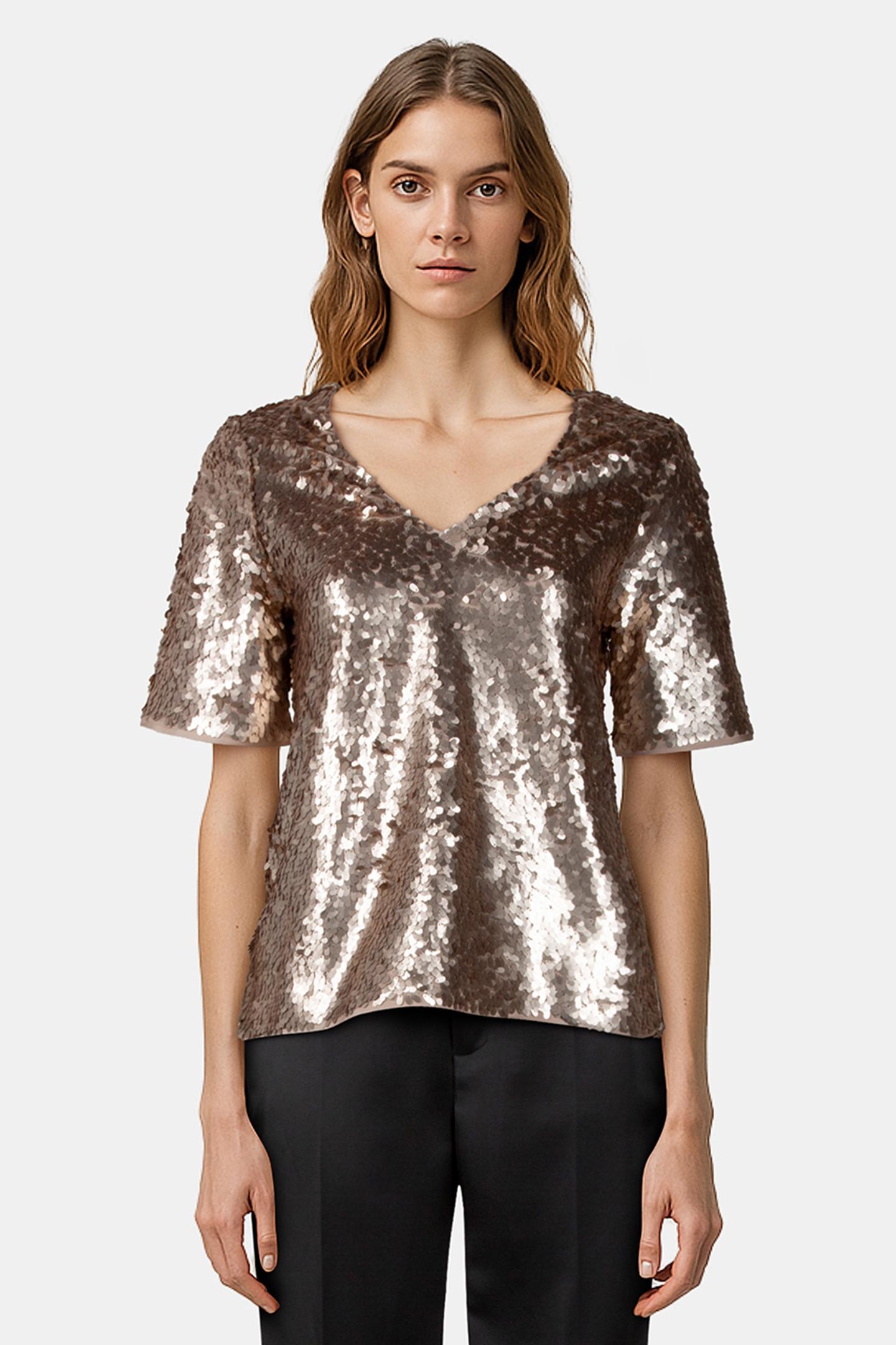 CHANA - MAXI SEQUIN EMBROIDERED PLATINUM TOP 2
