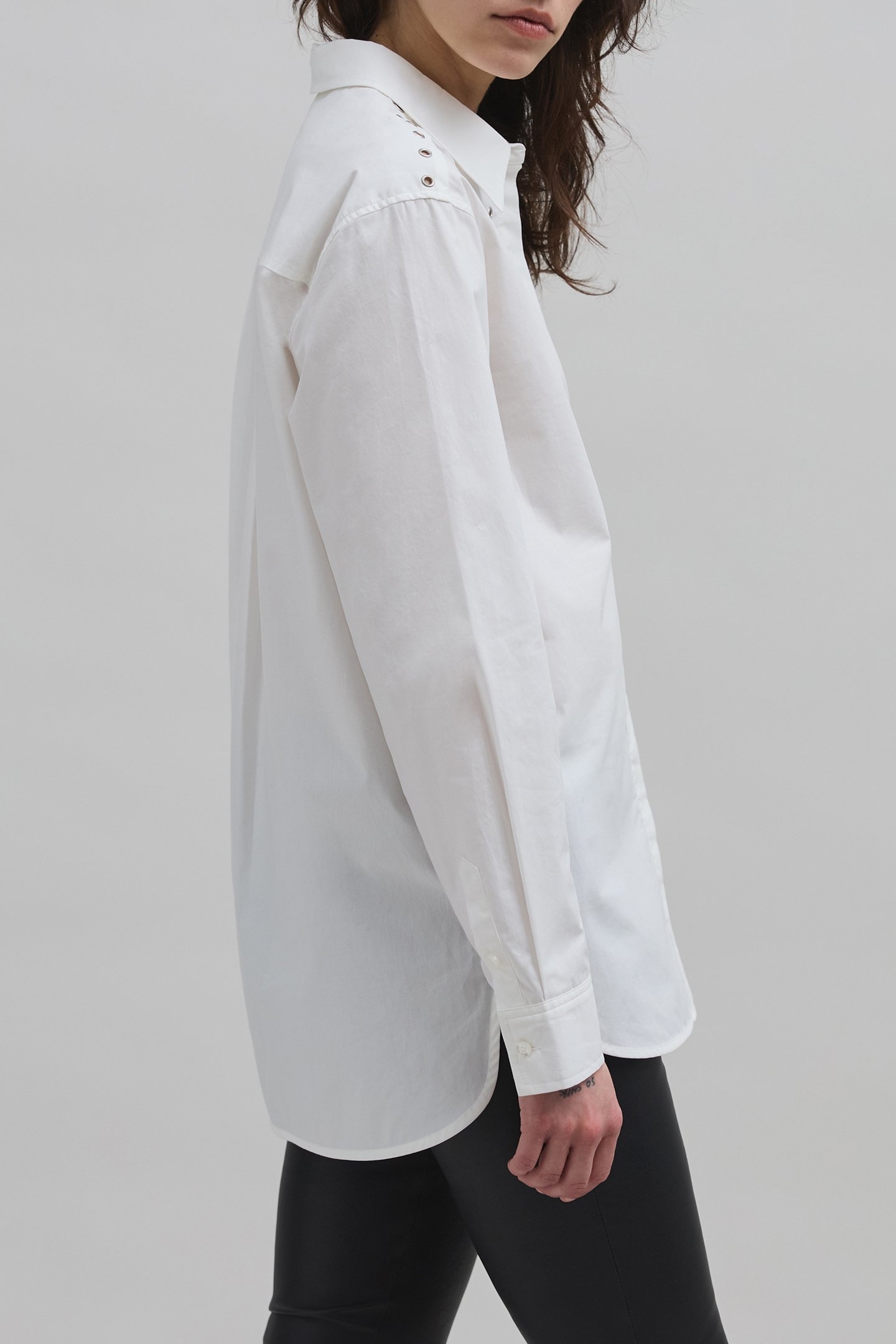 WHITE ORGANIC COTTON SHIRT WITH EYELET DESIGN OFF-WHITE 6
