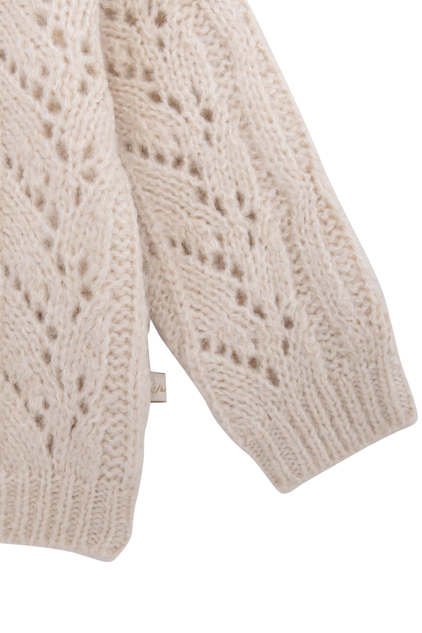 BEIGE ZIP-UP CARDIGAN, OPENWORK KNIT, BABY GIRL 4