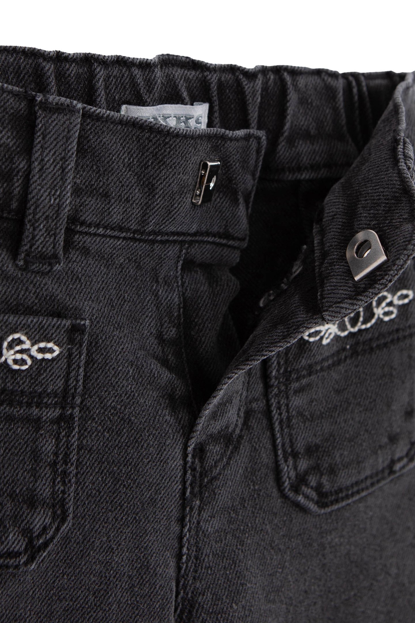 GIRL'S EMBROIDERED GREY LARGE JEANS 4