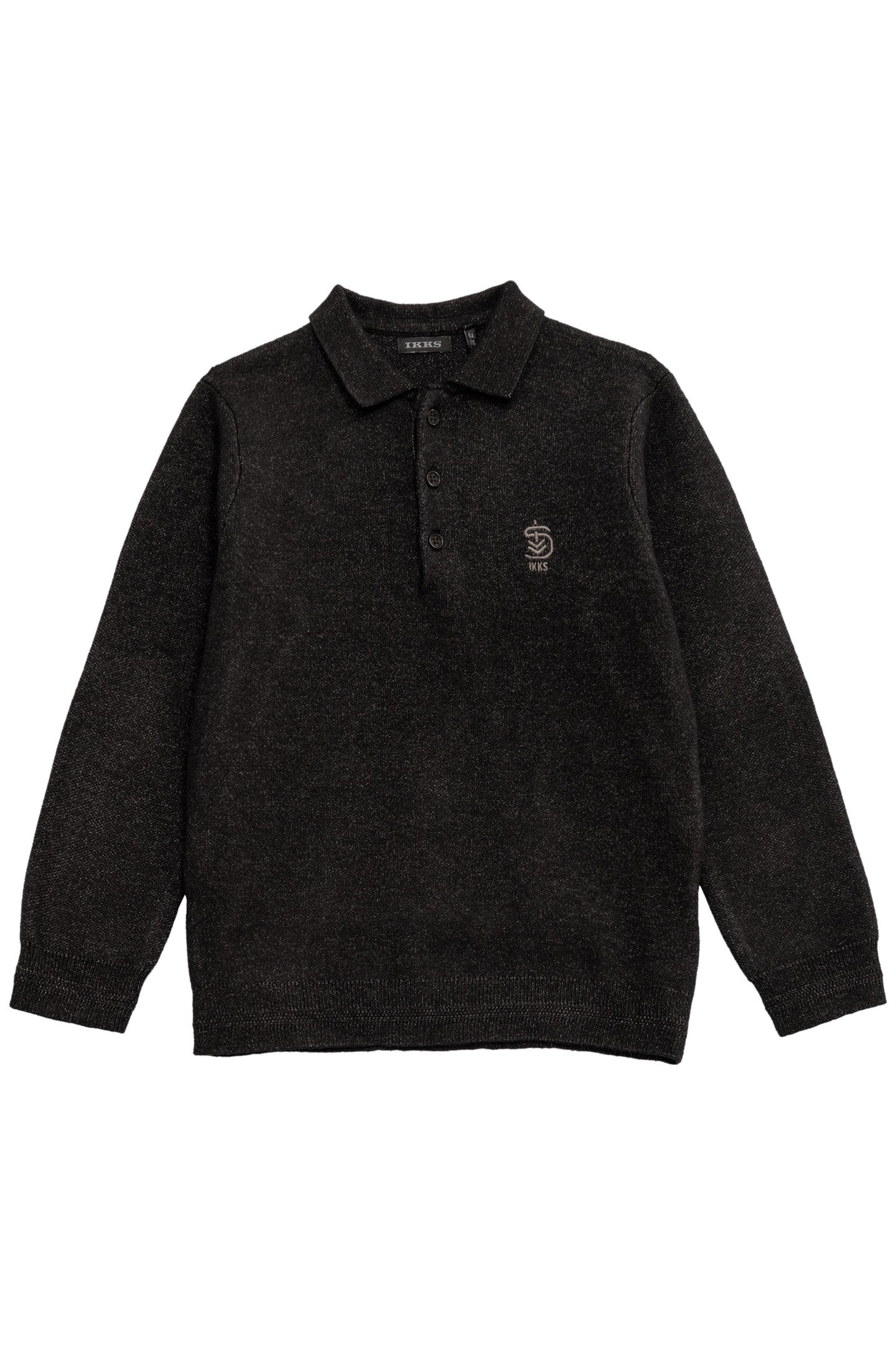 BLACK SWEATER POLO NECK INTARSIA MESSAGE BOY BACK 1