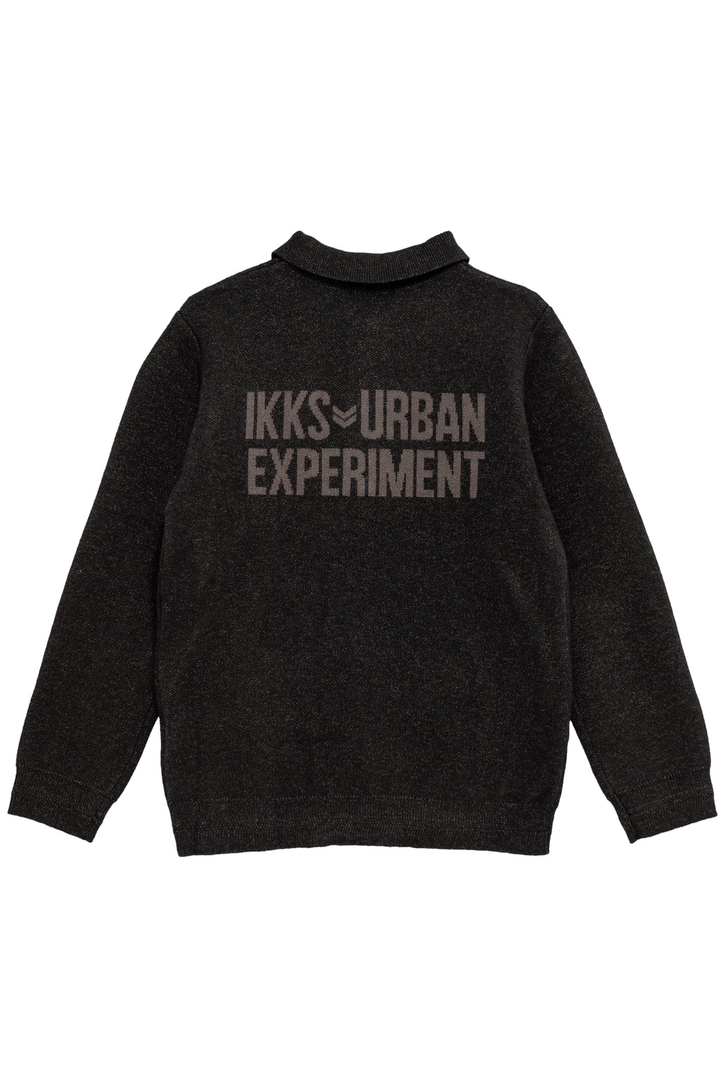 BLACK SWEATER POLO NECK INTARSIA MESSAGE BOY BACK 2