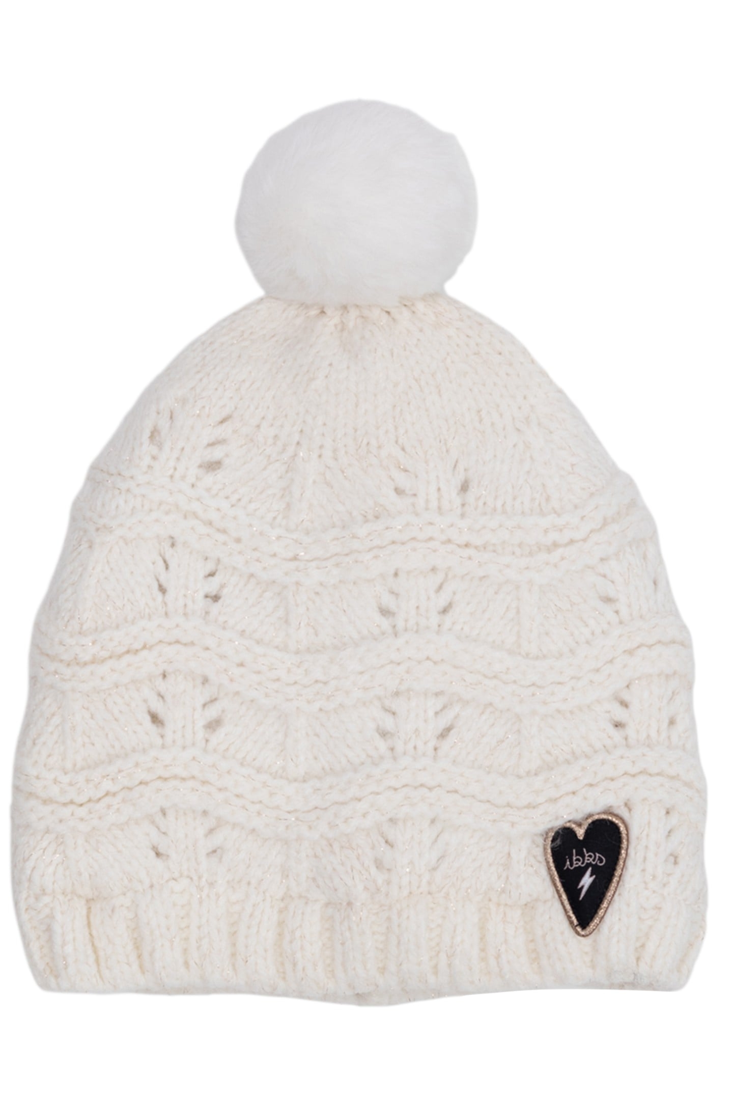 GIRL'S KNITTED ECRU FANCY FUR HAT 1