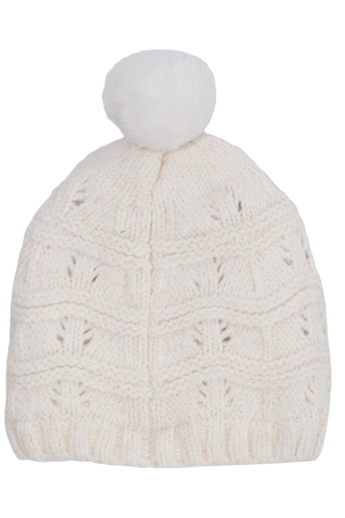GIRL'S KNITTED ECRU FANCY FUR HAT 2
