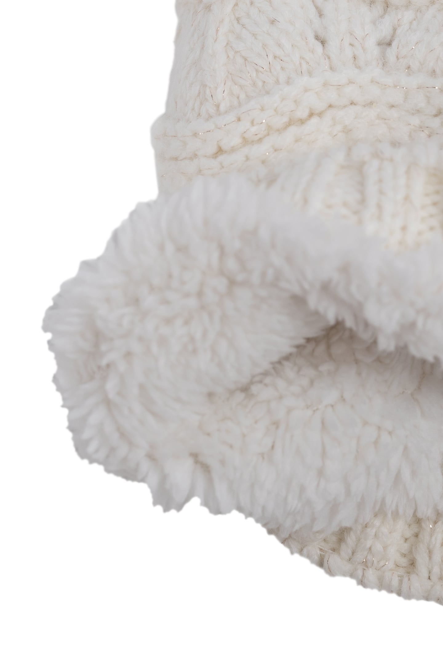 GIRL'S KNITTED ECRU FANCY FUR HAT 5