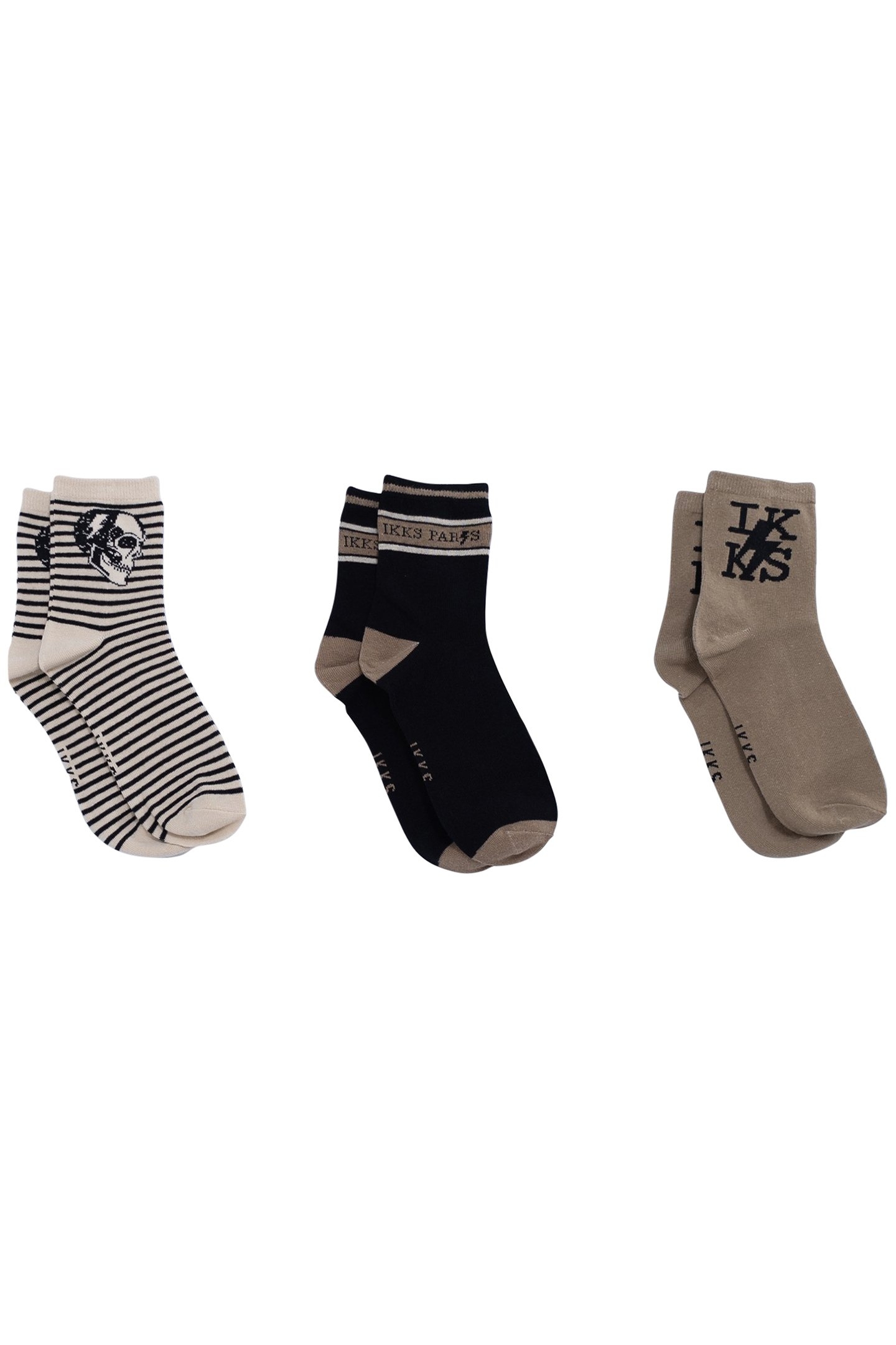 BOYS' BLACK, CAMEL AND ECRU SOCKS 1