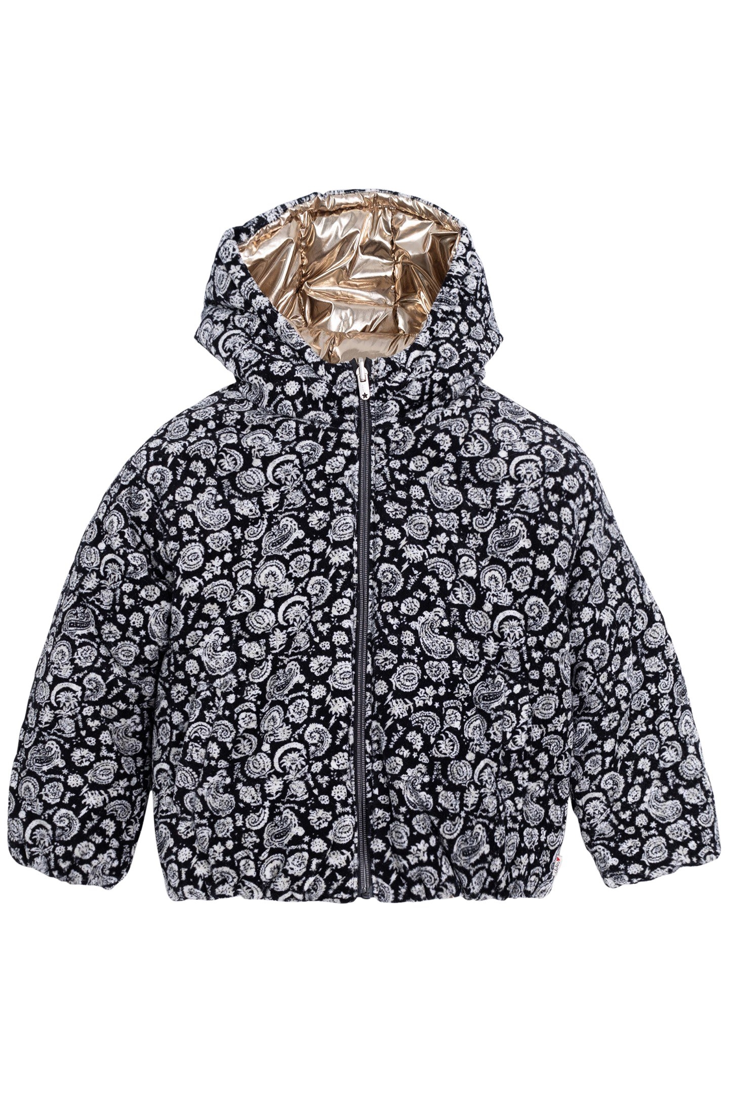 GIRL'S REVERSIBLE JACKET GOLD AND FLORAL PRINT VELVET 4