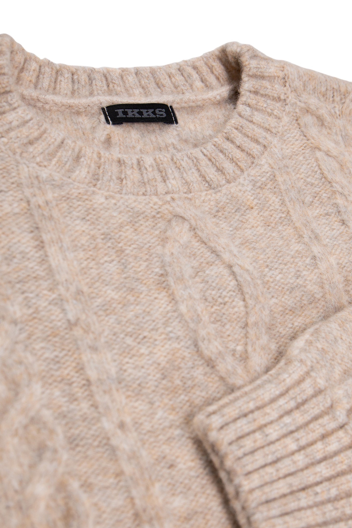 GIRL'S BEIGE MOTTLED CABLE-KNIT DRESS 3