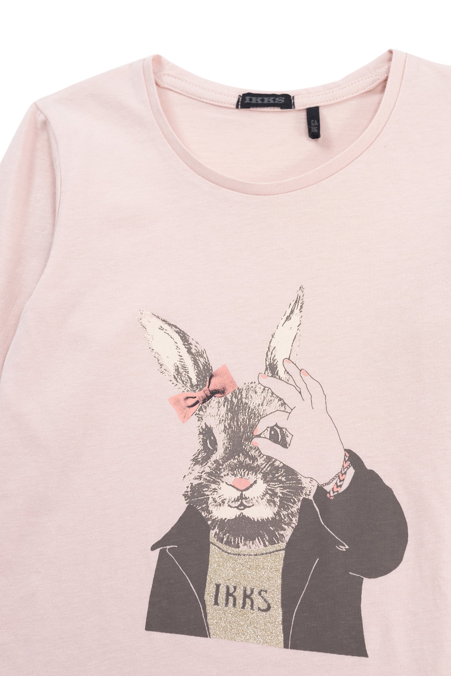 PINK T-SHIRT WITH RABBIT VISUAL AND GOLD DETAILS 3