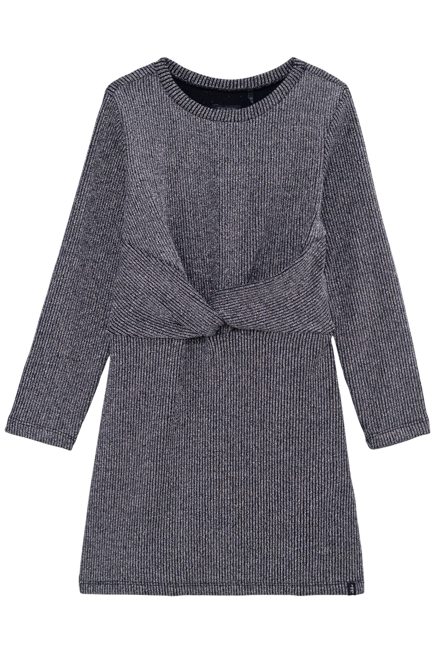 GIRLS' HORT IRIDESCENT GREY DRESS WITH BOW DETAIL 1