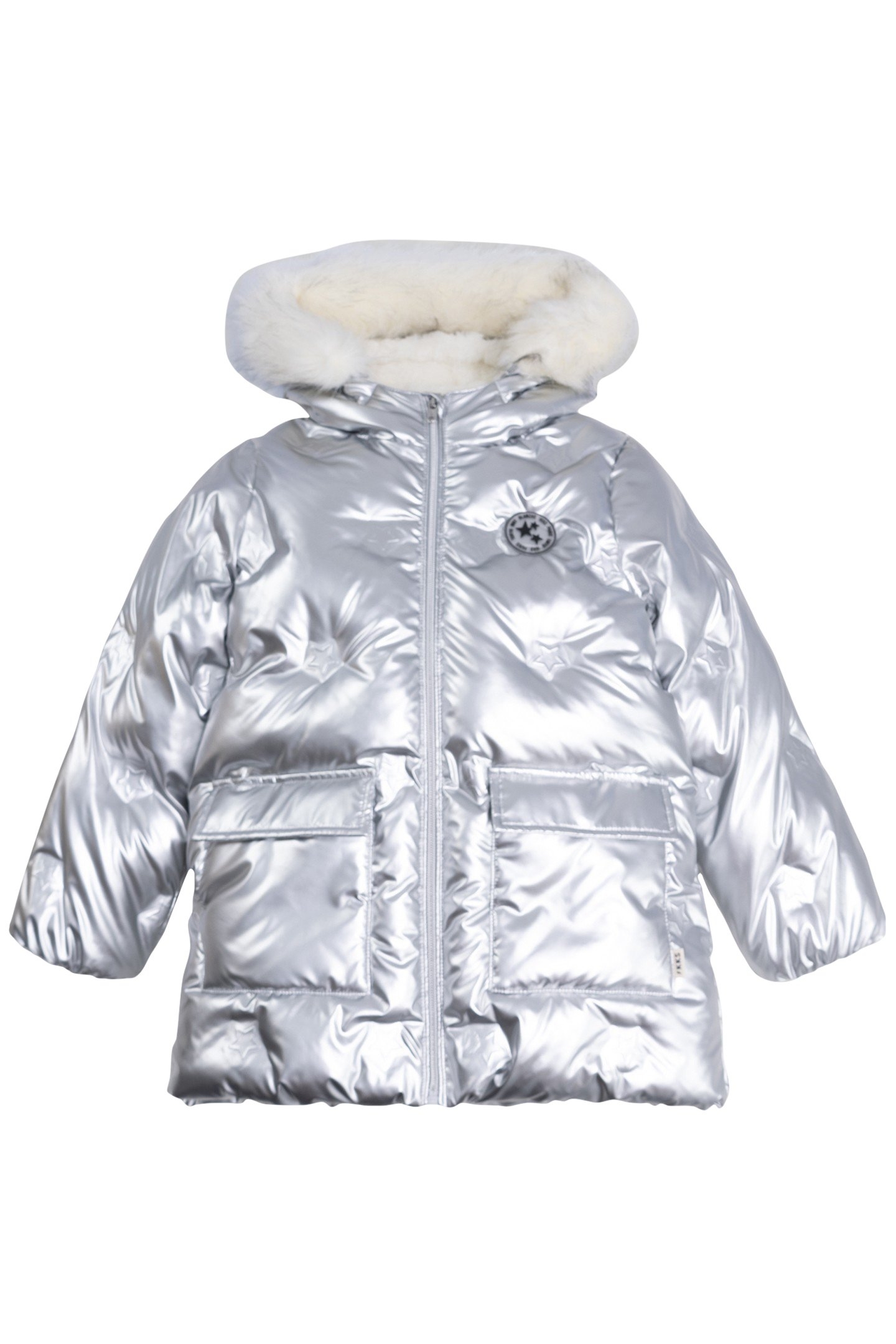 GIRL'S SILVER POLKA DOT HEAT-SEALED NYLON PADDED JACKET 1