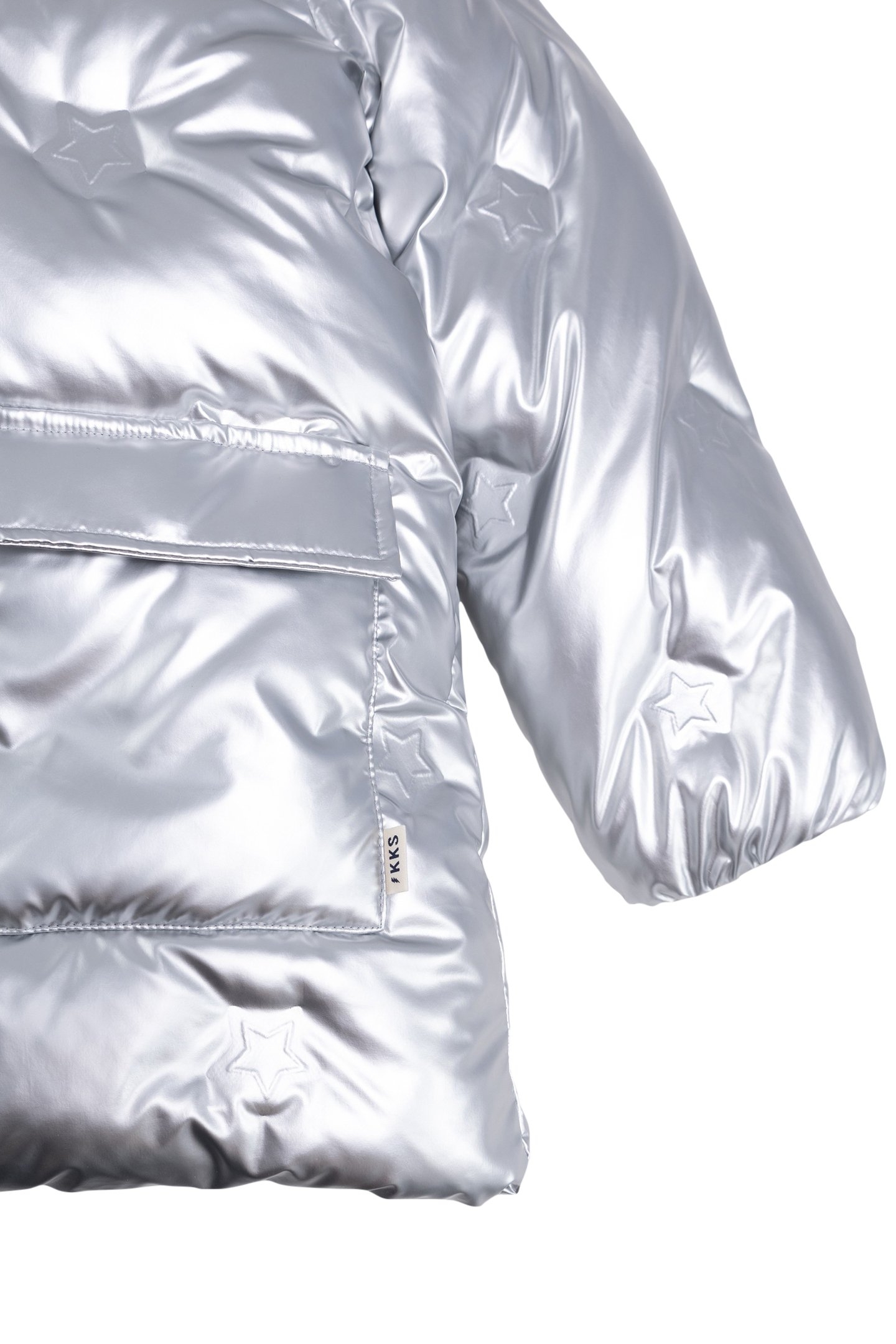 GIRL'S SILVER POLKA DOT HEAT-SEALED NYLON PADDED JACKET 5