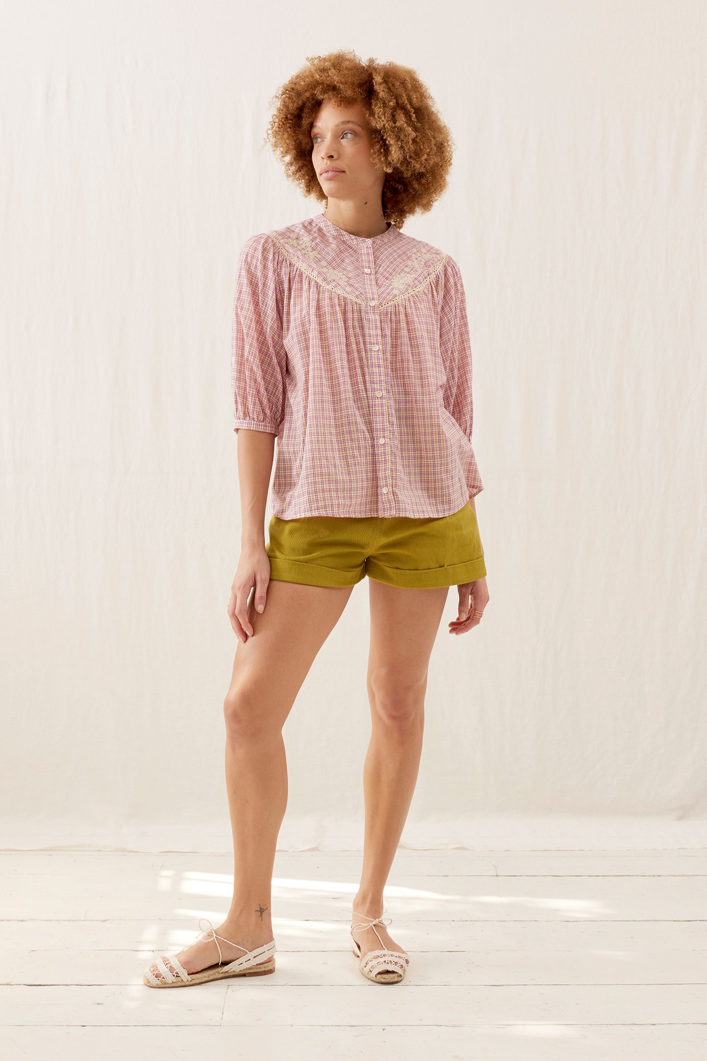 SHIRT LIVIE FUCHSIA TARTAN JOY 1