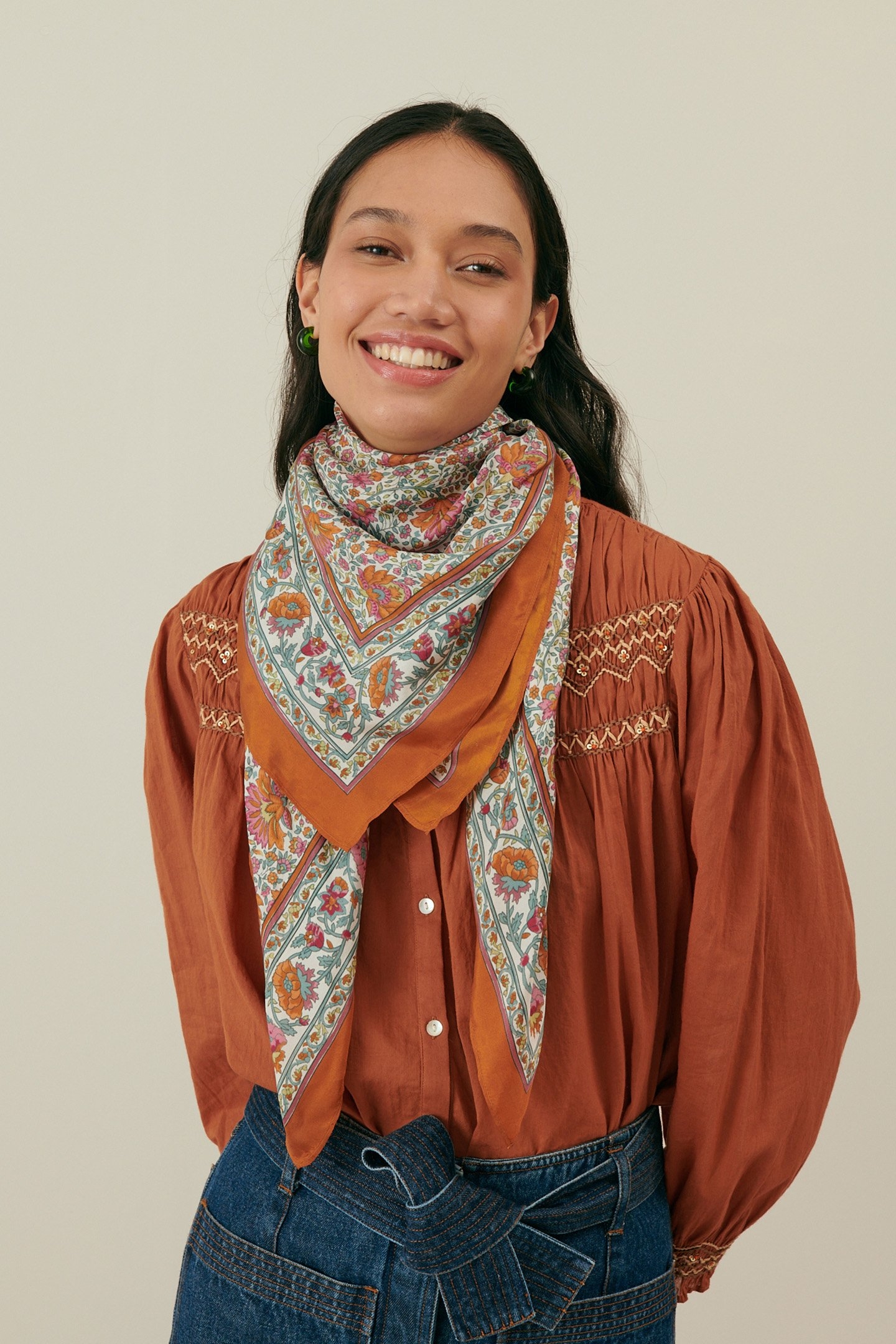 WOVEN SCARF ROMY IVORY WINTER GARDEN 1