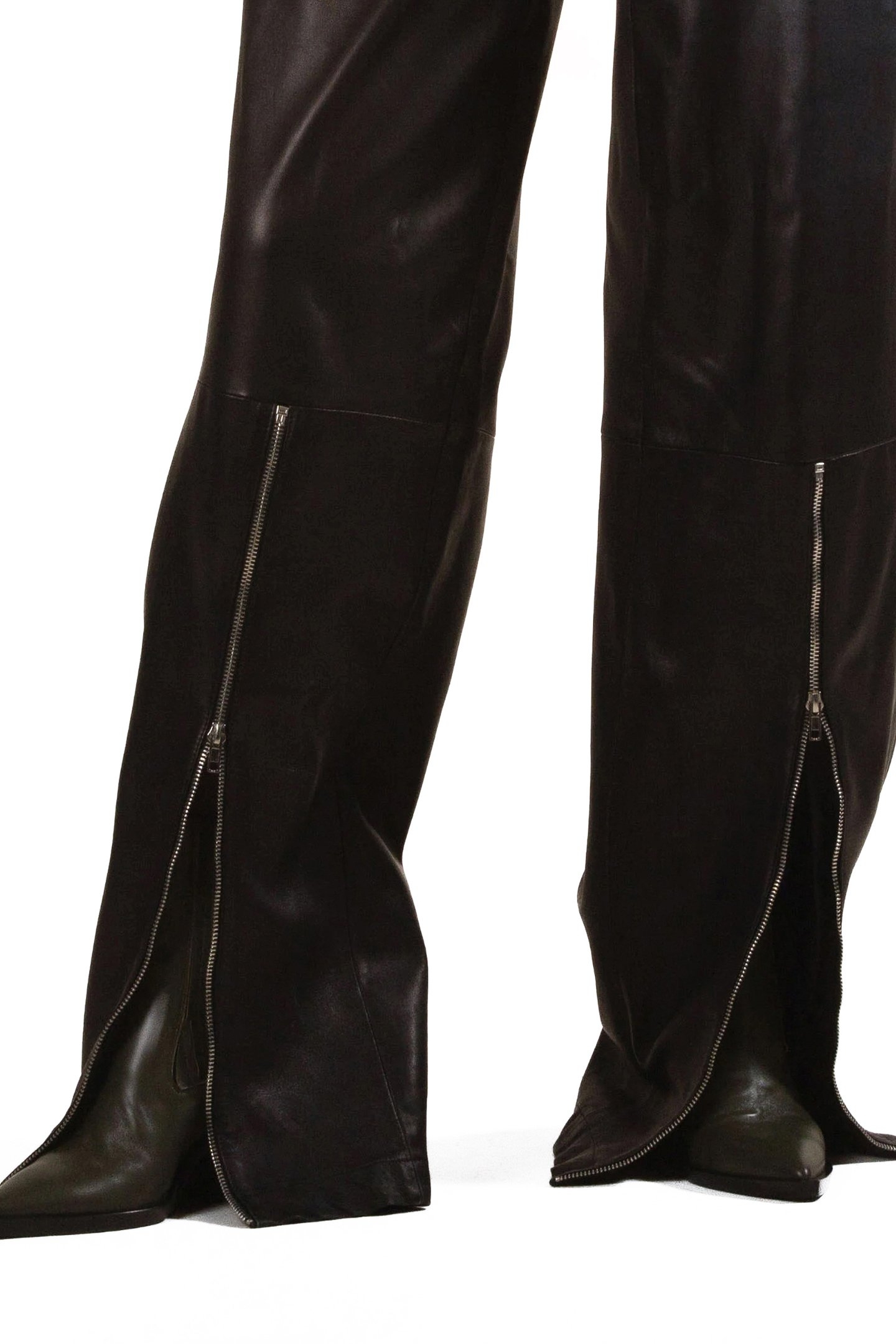 LEATHER ZIP TROUSERS BLACK 3