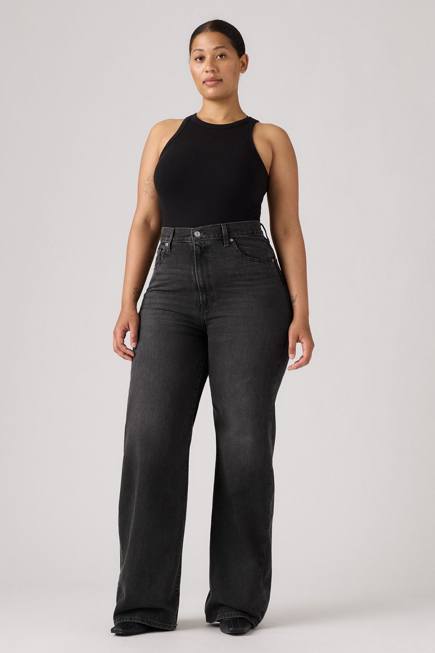 RIBCAGE WIDE LEG JEANS BLACK 2
