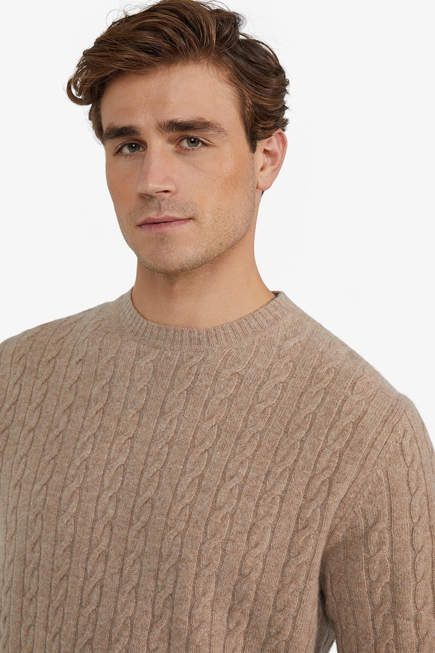 CABLE CREW NECK SWEATER SAND 4